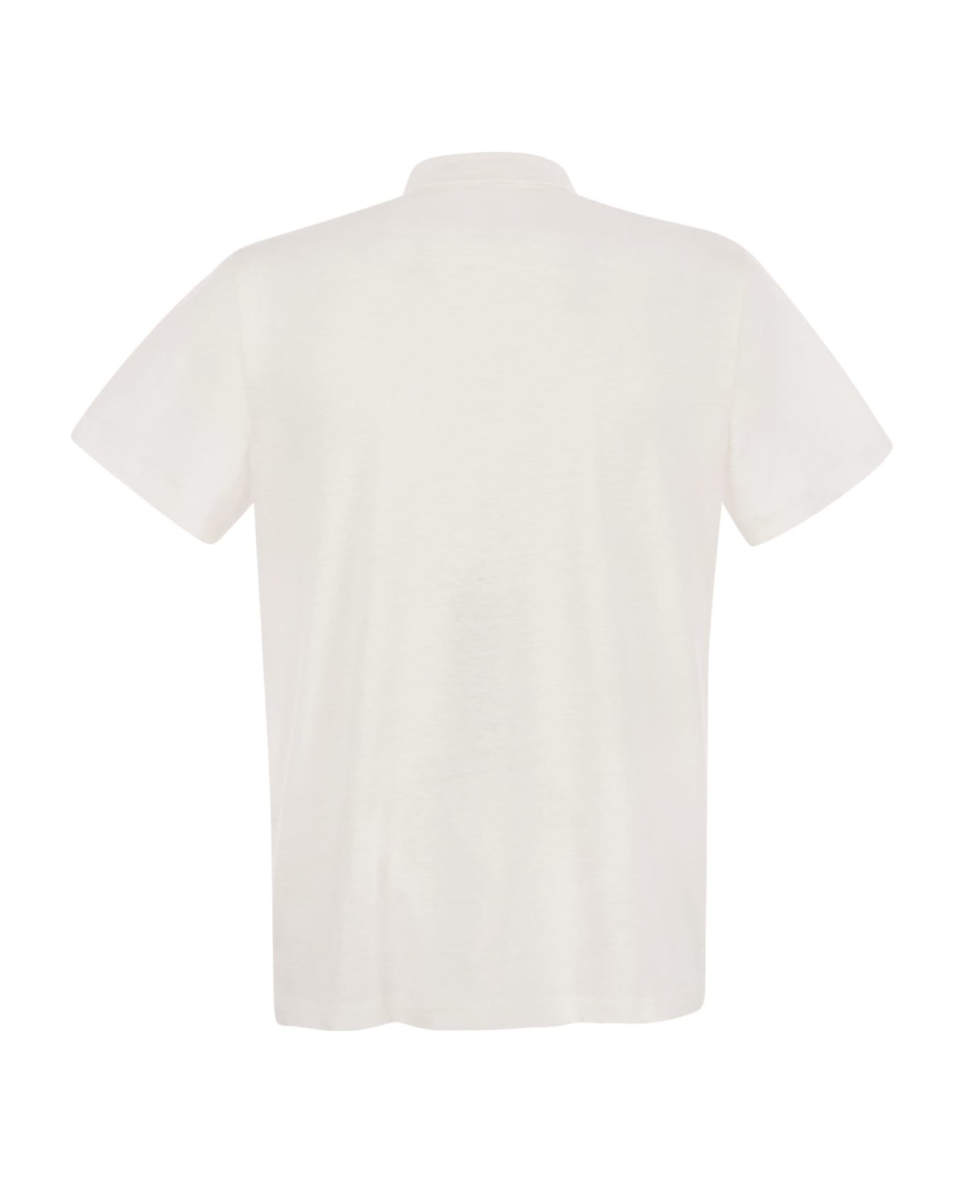 Majestic Filatures Linen Polo Shirt With Buttons - White