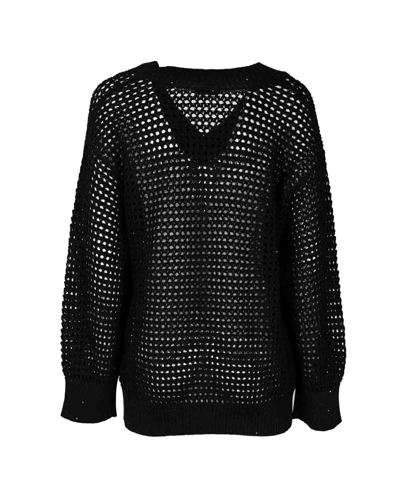 Brunello Cucinelli Dazzling Net Sweater - Black