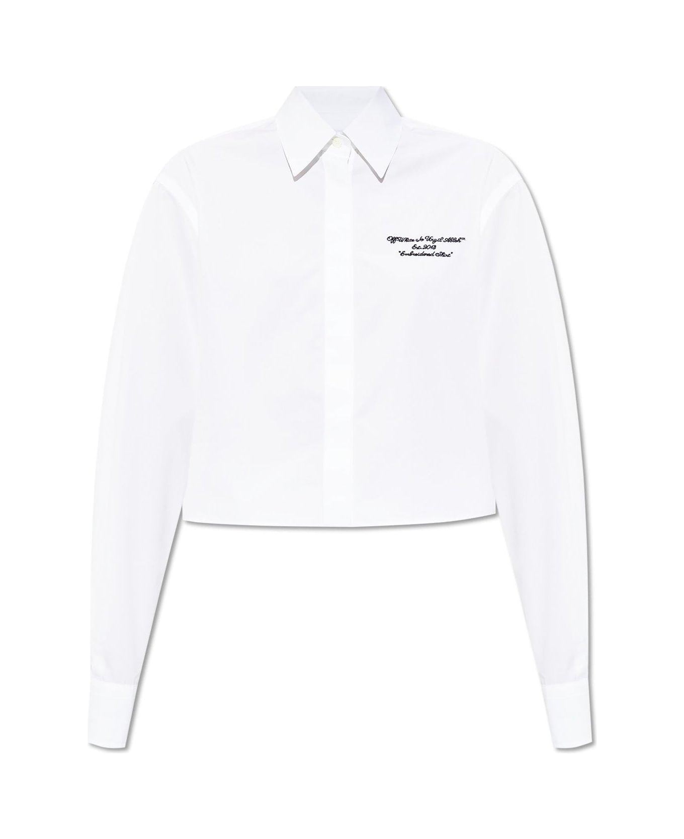 Off-White Poplin Boxy Long-sleeved Shirt - WHITE