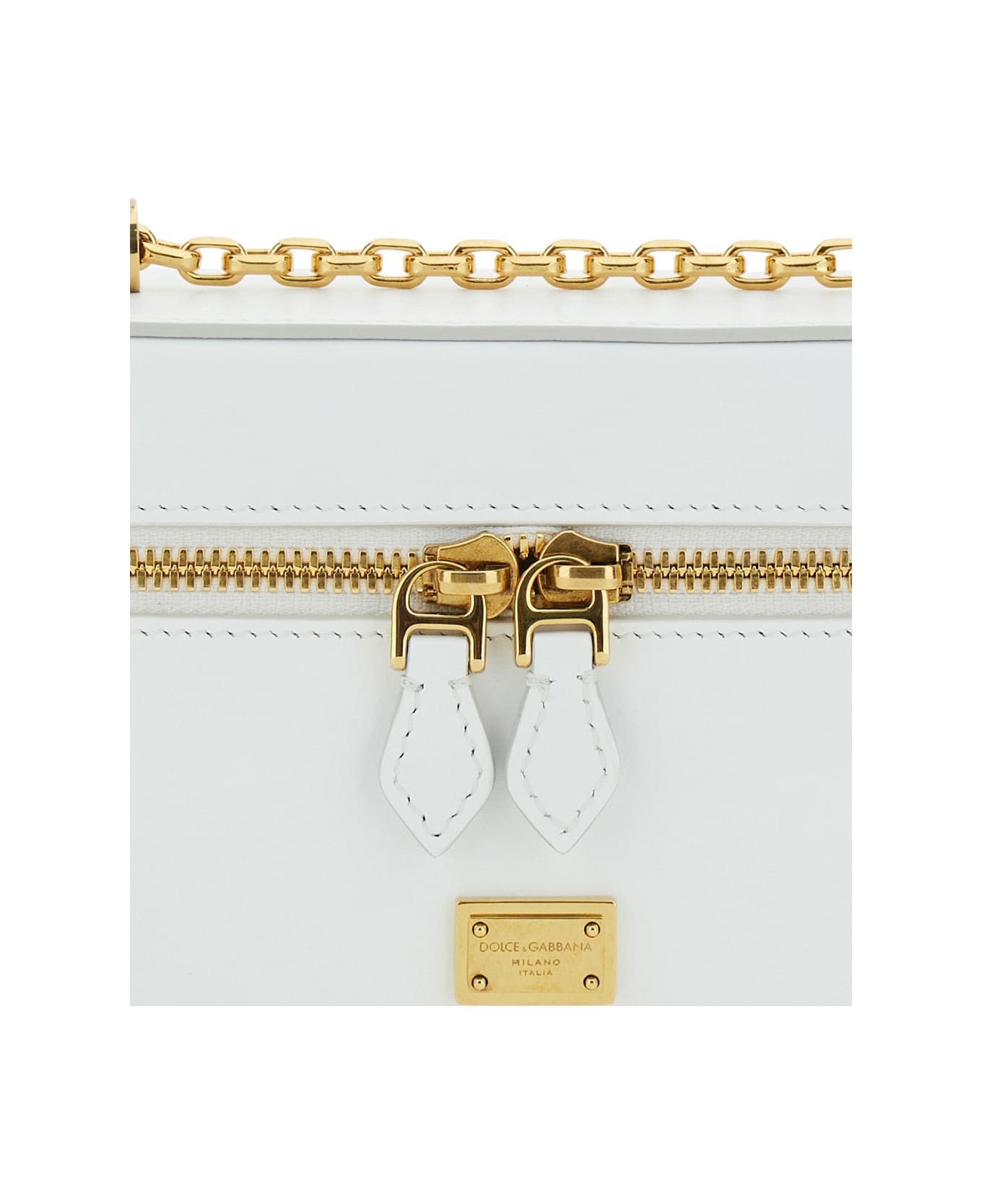 Dolce & Gabbana 'sicily Cube' White Shoulder Bag With Logo Plaque On The Front And Double Zip In Leather Woman - White