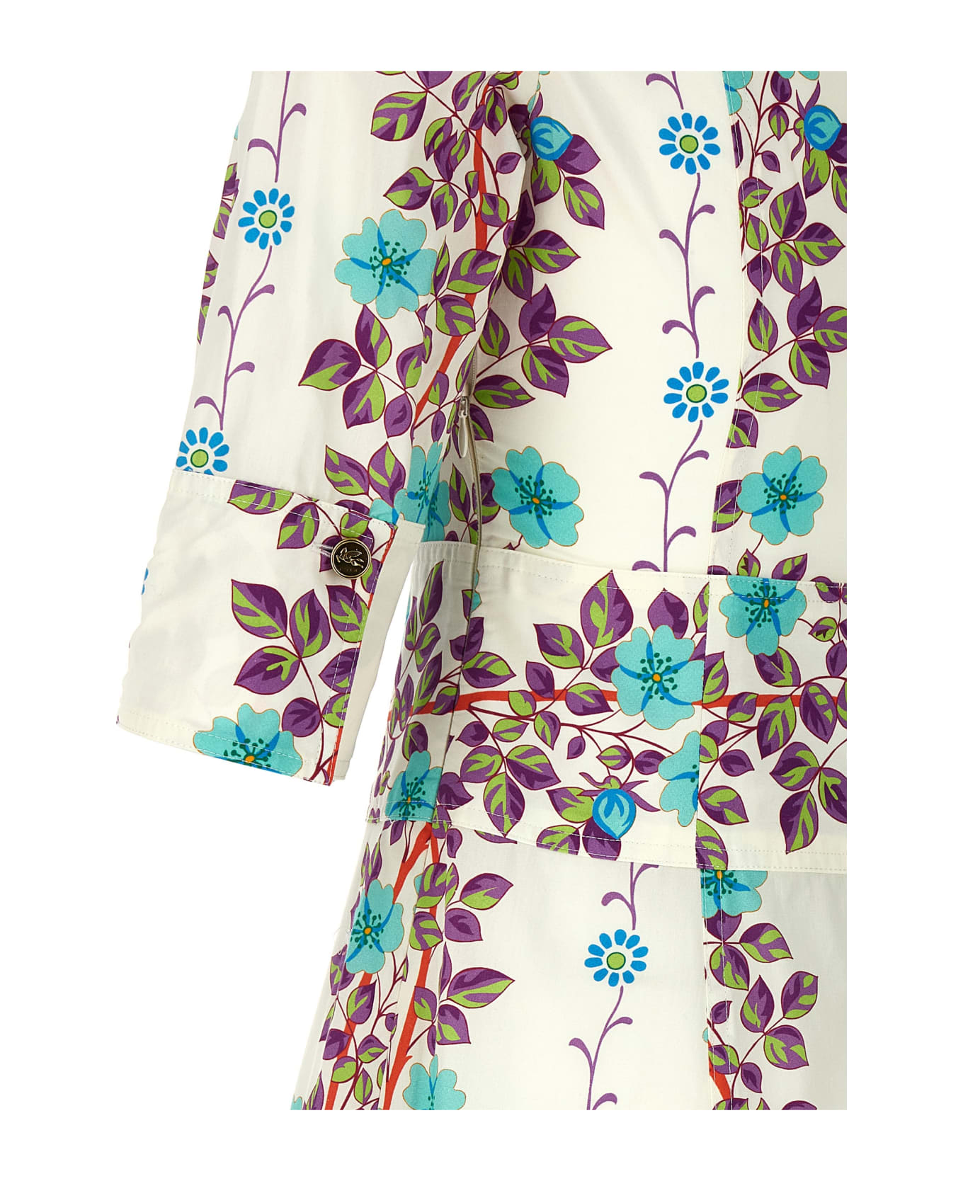 Etro White Long Dress With Floral Print - White