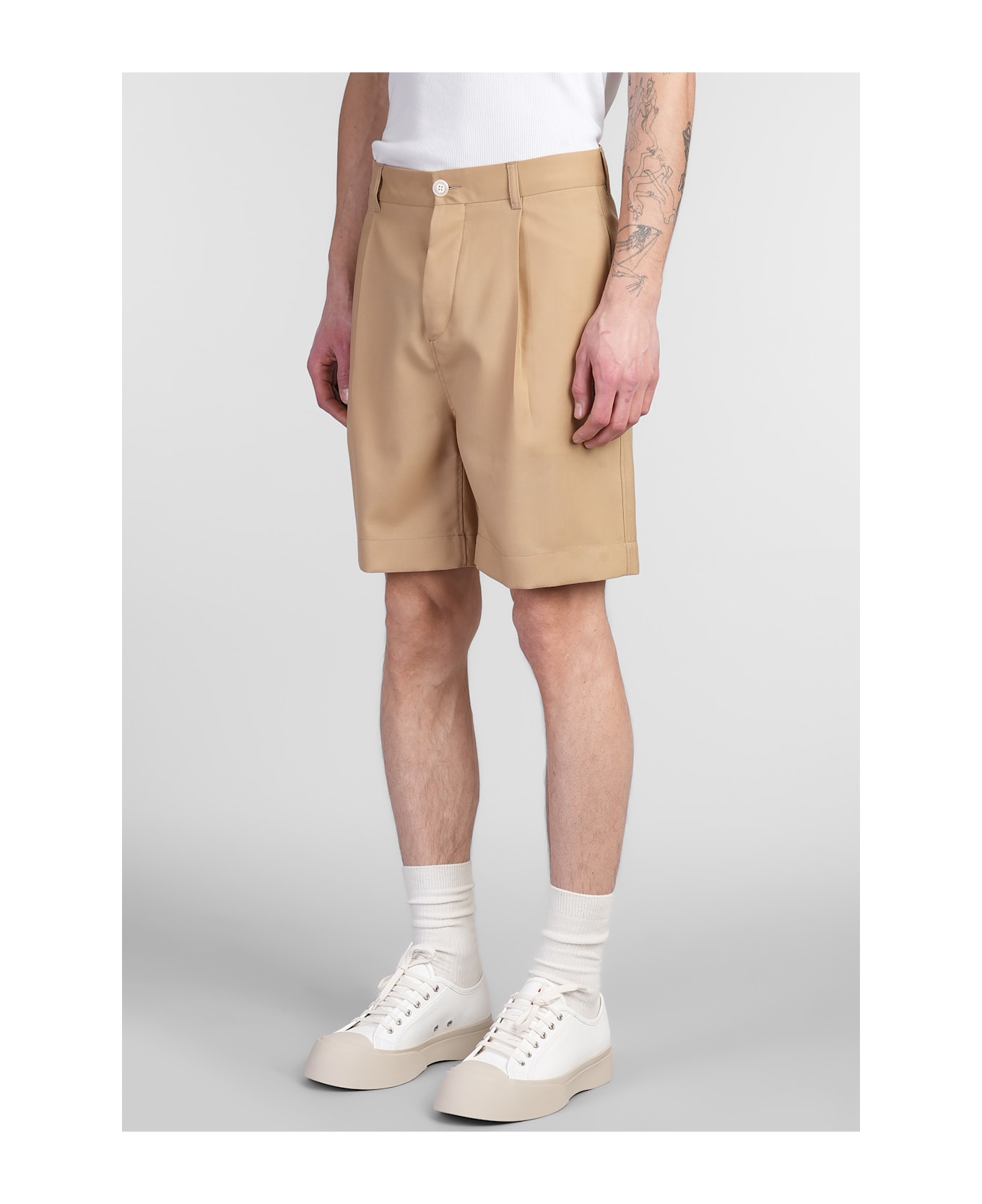 Marni Shorts In Beige Wool - beige