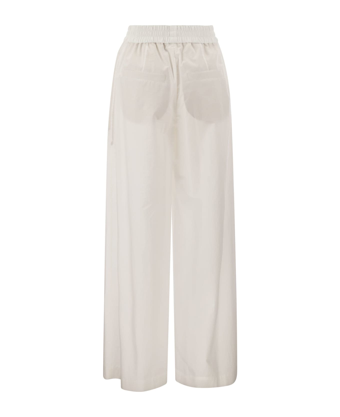 Brunello Cucinelli Relaxed Light Cotton Trousers - White