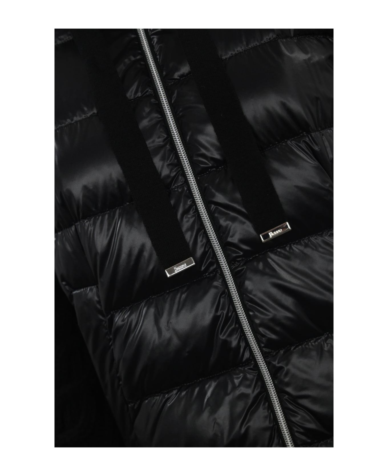 ダウンジャケット・コート HERNO Long down jacket with wool sleeves (PI00122DR 9300) Herno Down Jacket With Wool Sleeves | italist