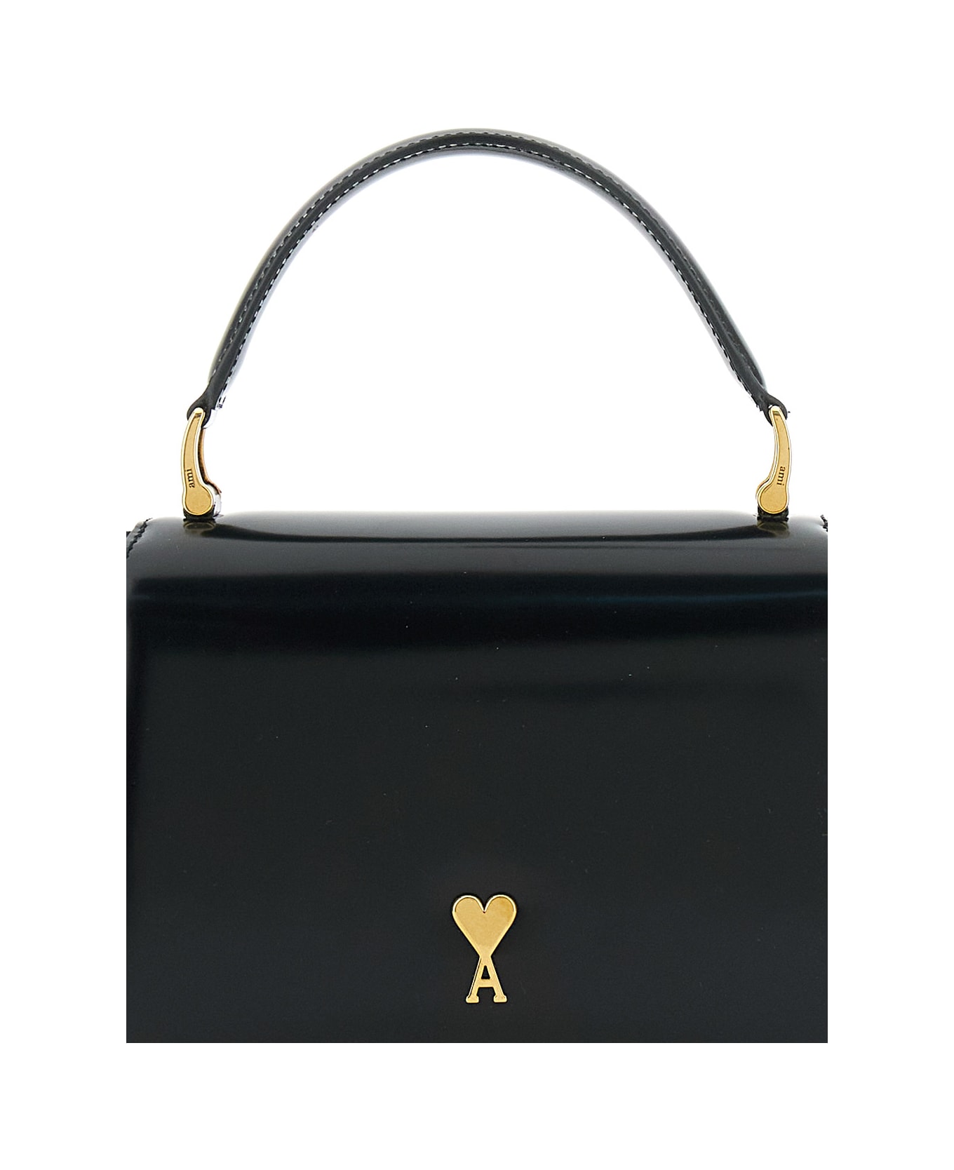 Ami Alexandre Mattiussi Black Handbag With Adc Patch On The Front And Adjustable And Removable Shoulder Strap In Leather Woman - Black
