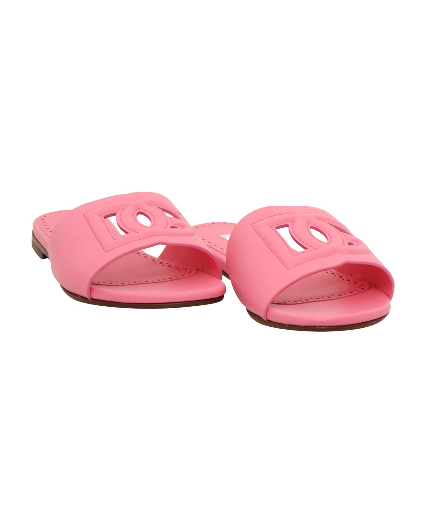 Dolce & Gabbana Pink D&g Calf Slippers - PINK