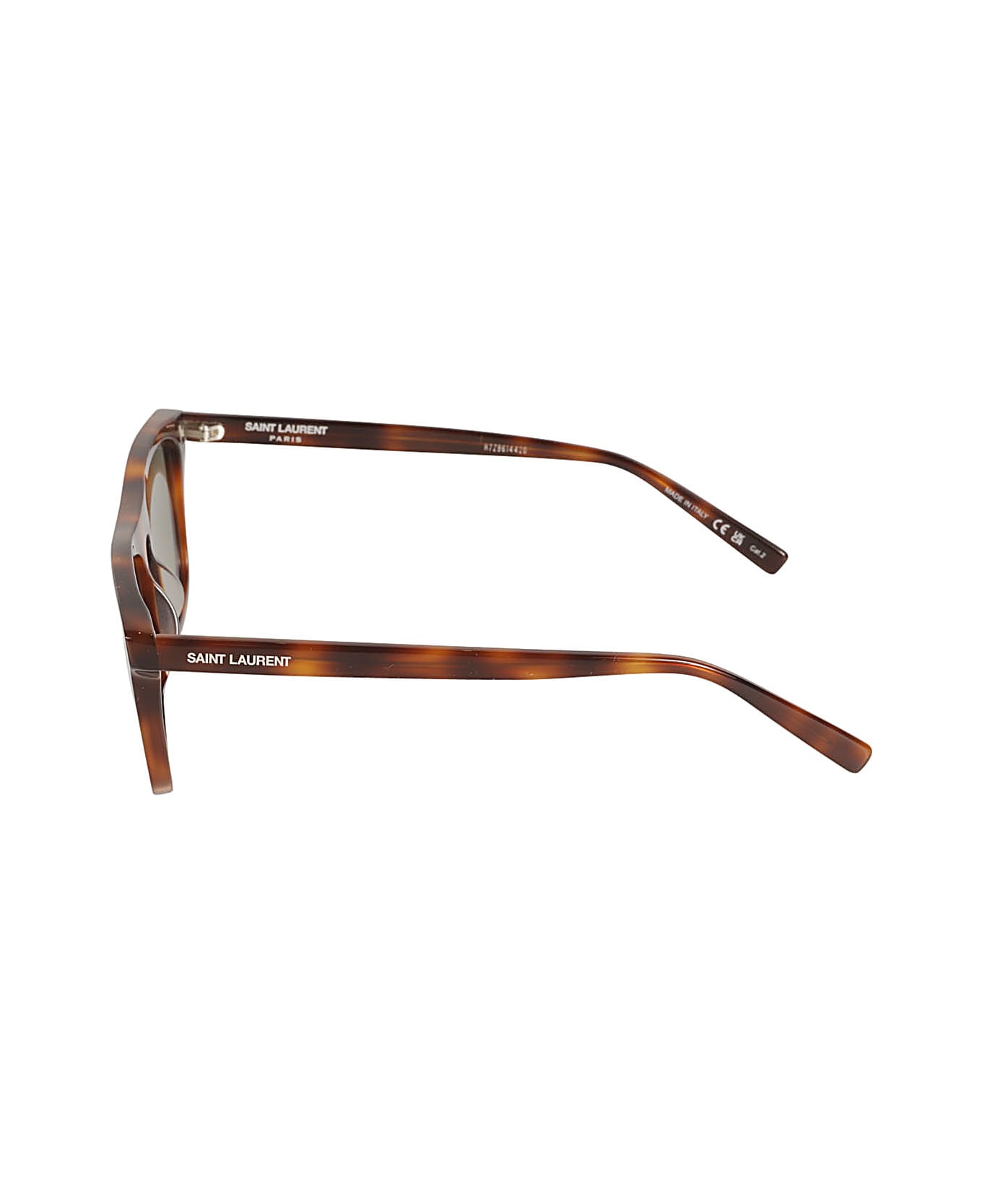 Saint Laurent Eyewear Square Frame Flame Effect Sunglasses - Havana/Green