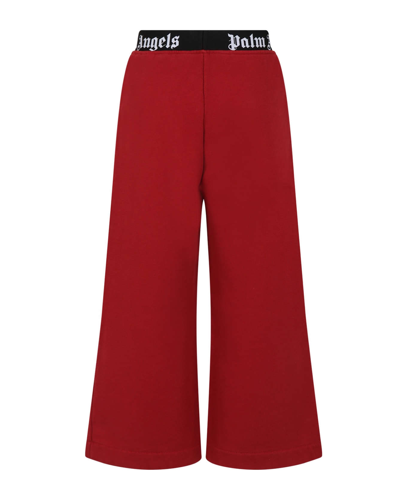 Palm Angels Burgundy Trousers For Girl With Logo - Bordeaux