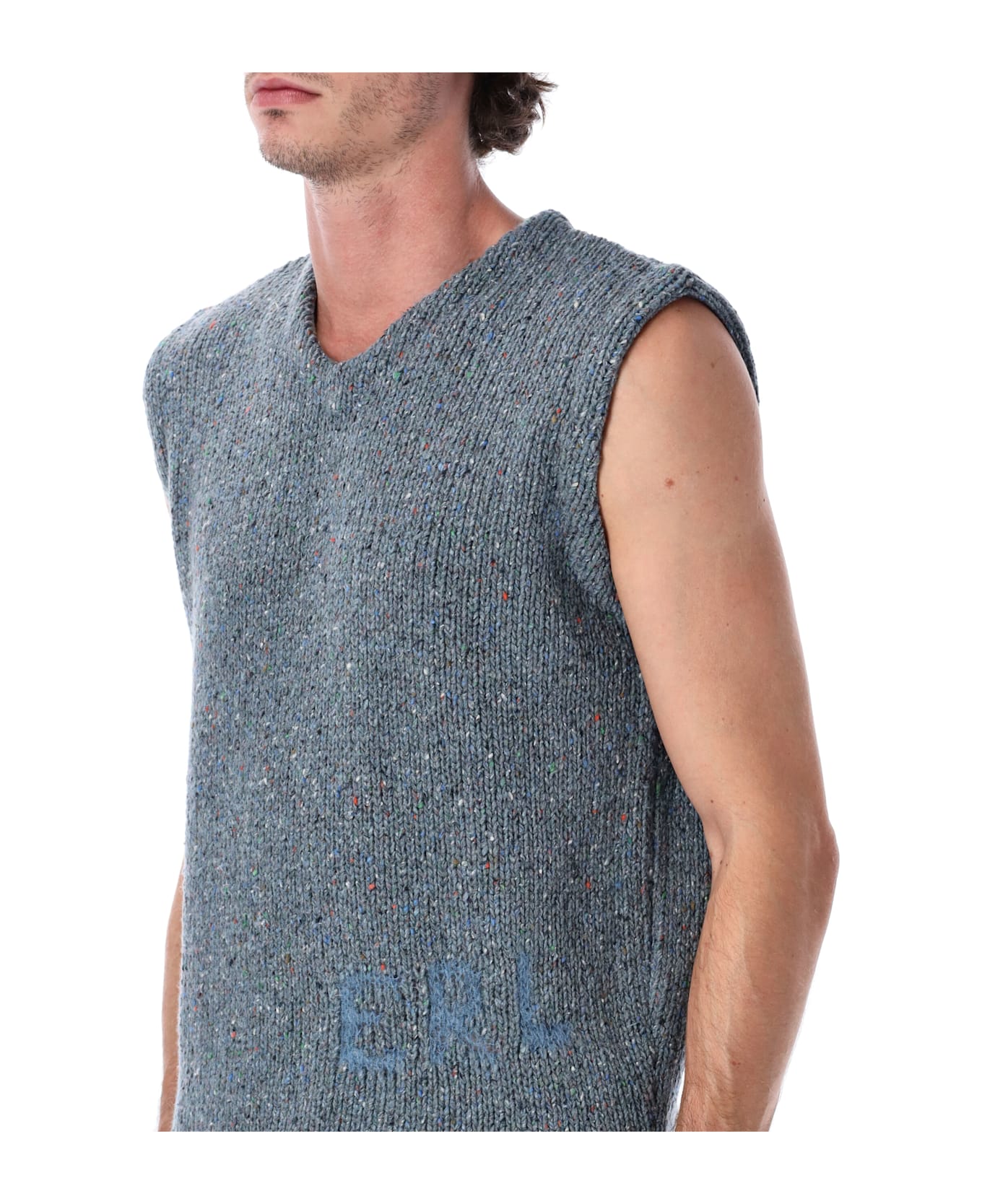 ERL Blue Mélange Knit Vest - BLUE
