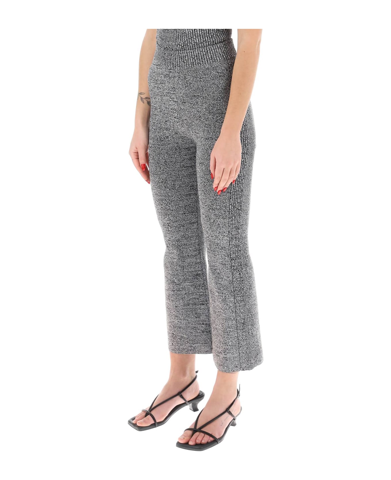 Ganni Stretch Knit Cropped Pants - BLACK (Grey) ボトムス