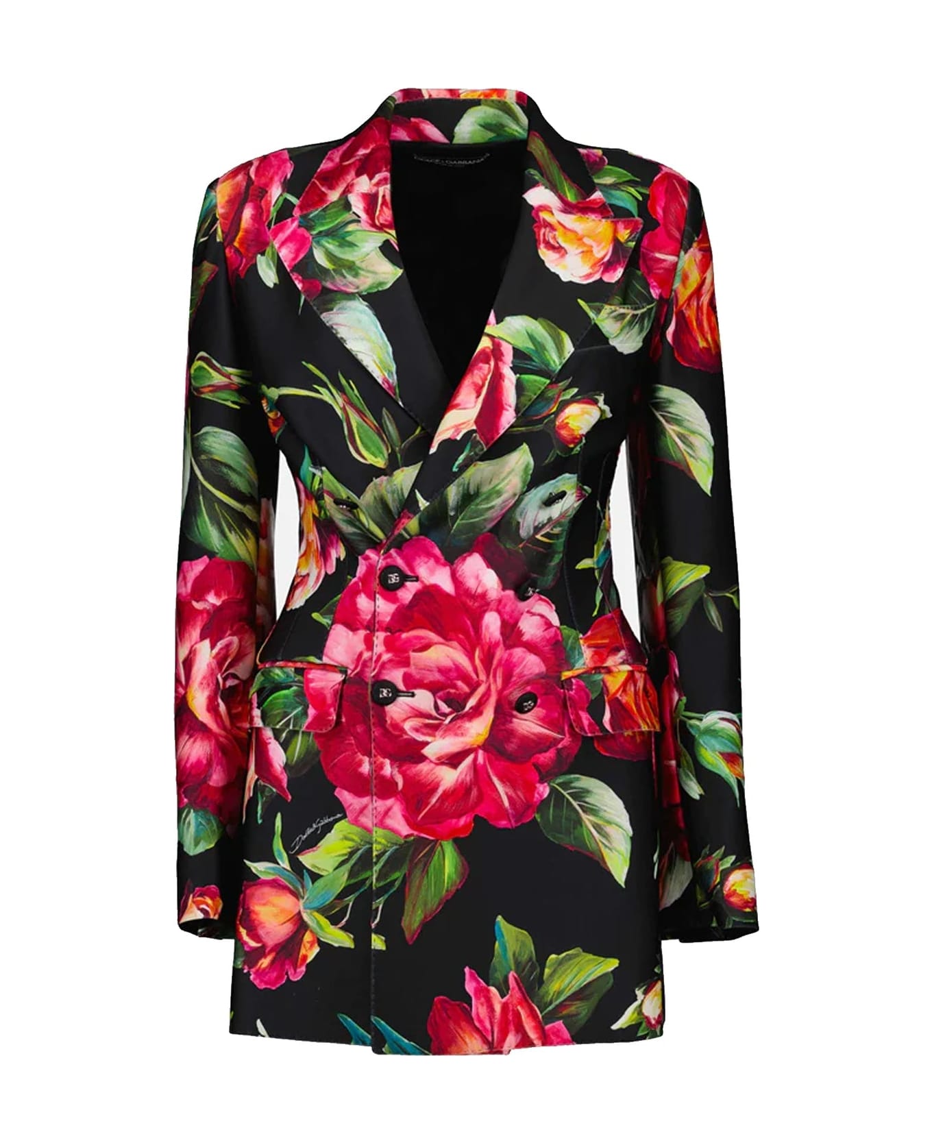 Dolce & Gabbana Flower Print Blazer - Black