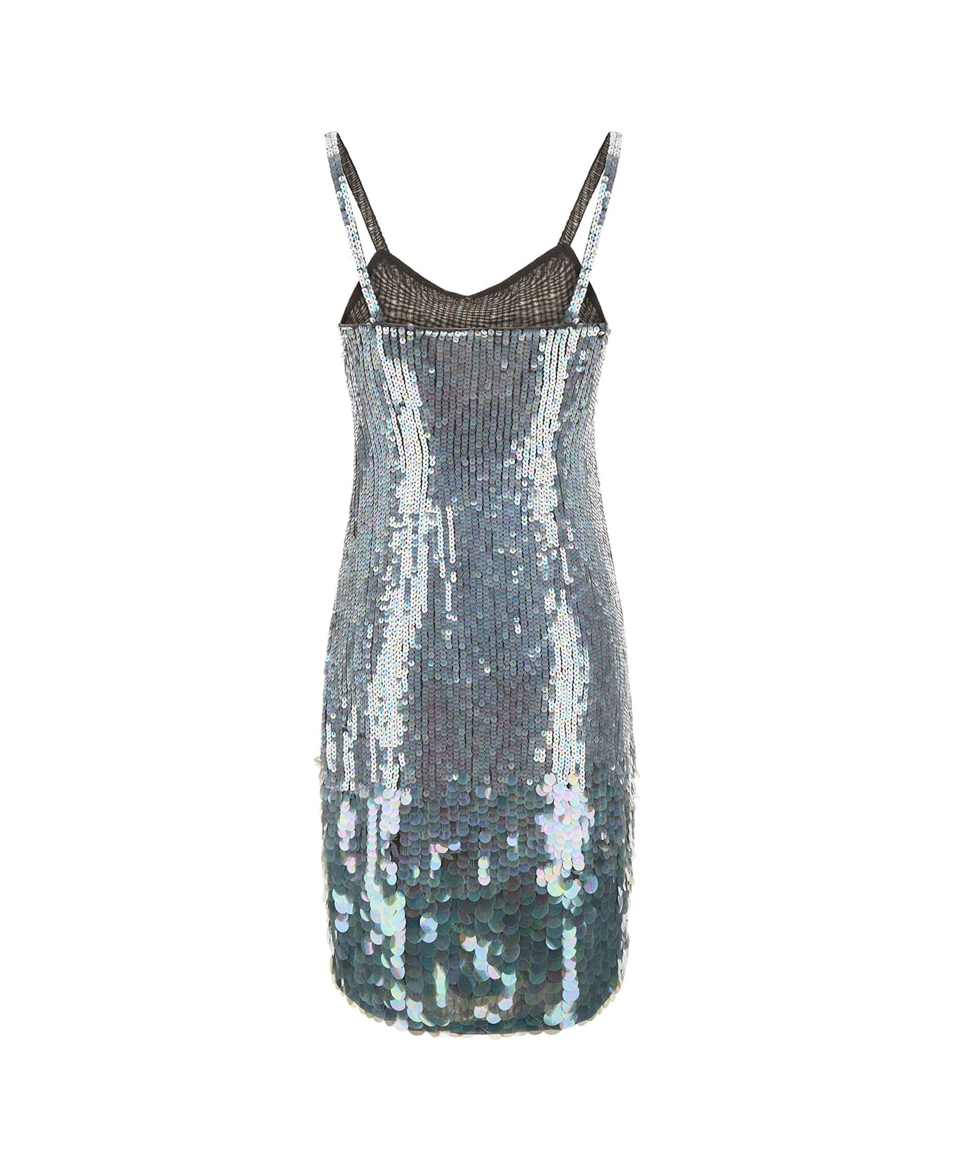 Parosh Mini Grey Dress With All-over Multicolor Sequins In Stretch Polyamide Woman - Metallic ワンピース＆ドレス