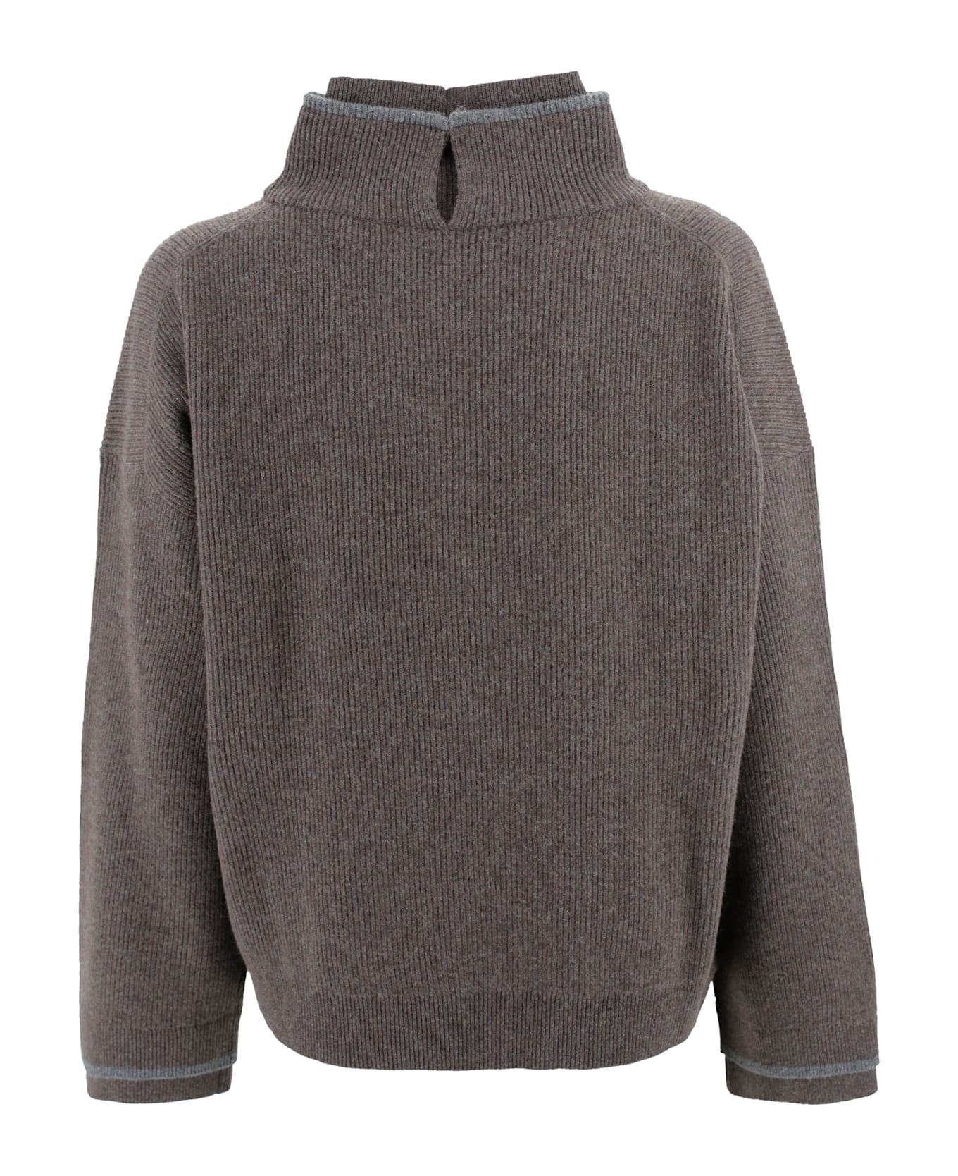 Brunello Cucinelli Sweater With A High Collar - Brown