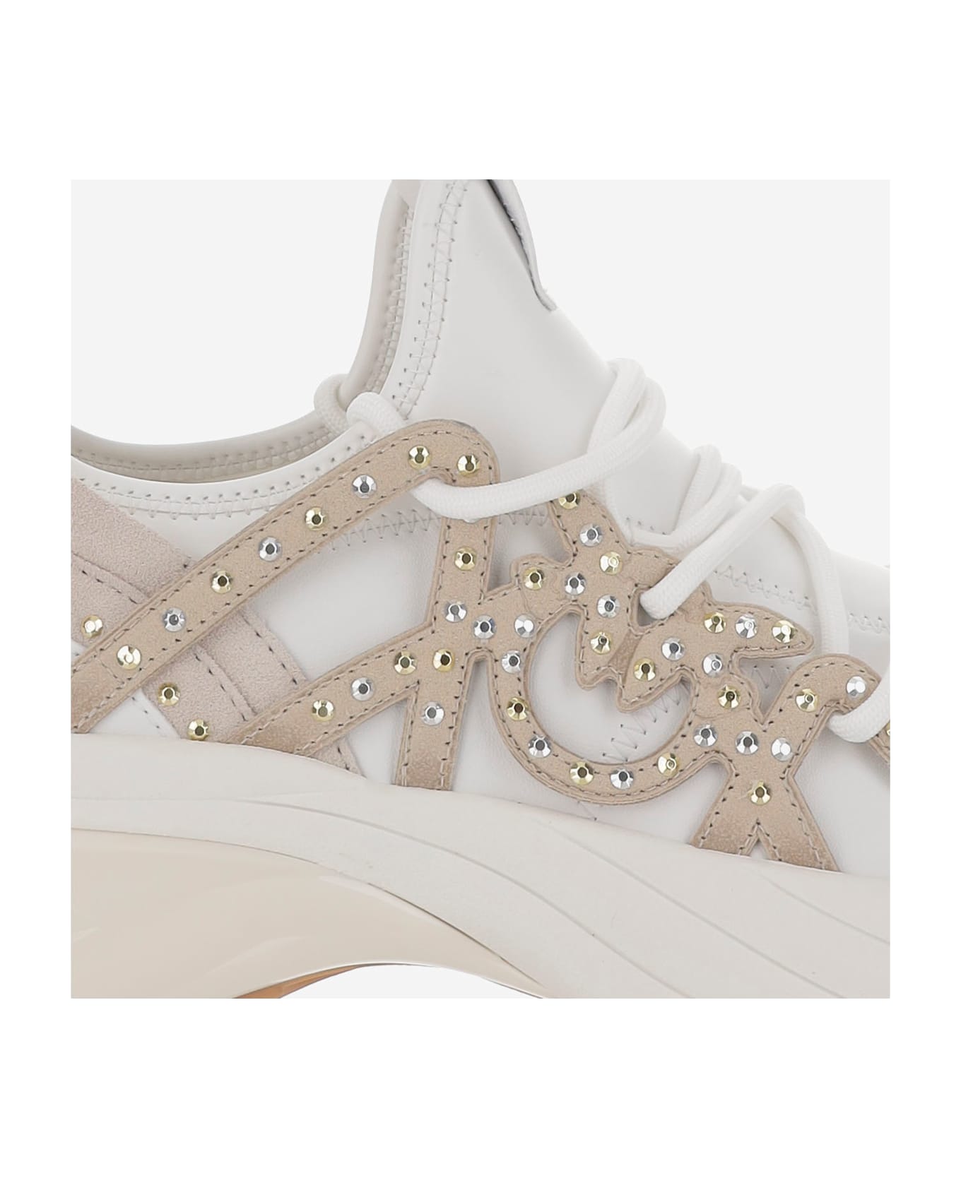 Pinko Ariel 28 Sneakers With Rhinestones - White