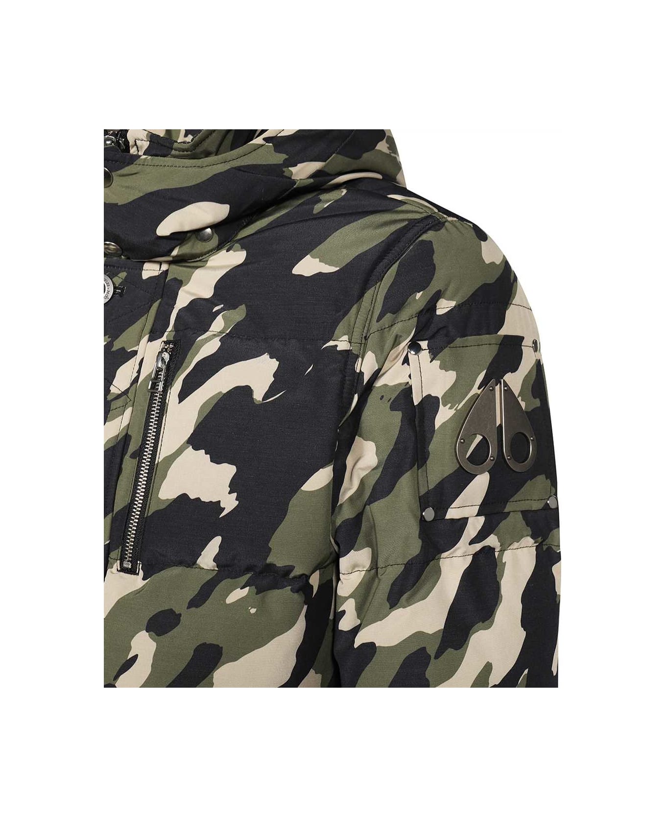 Moose Knuckles Camo Hooded Down Jacket - green