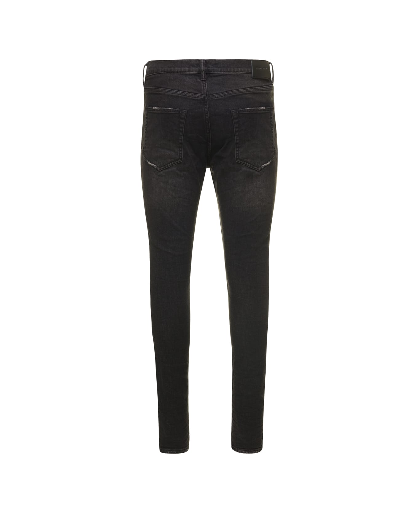 Purple Brand Black Skinny Jeans With Rips In Stretch Cotton Denim Man