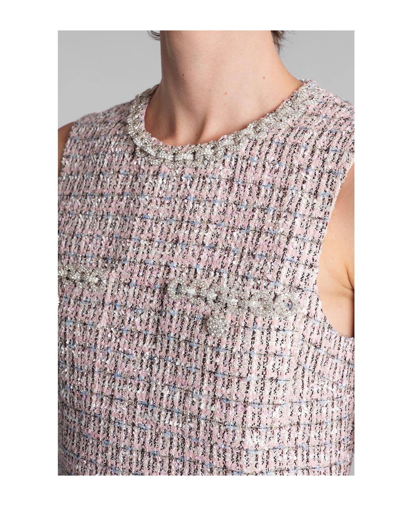 self-portrait Mini Dress In Rose-pink Wool - rose-pink