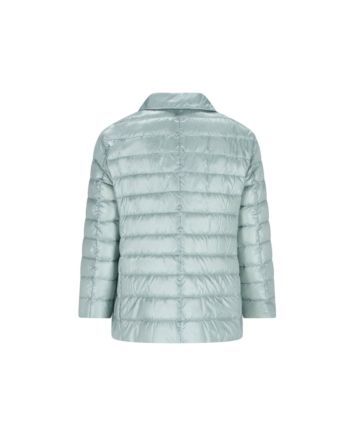 Herno Long Sleeved Quilted Down Jacket - Clear Blue