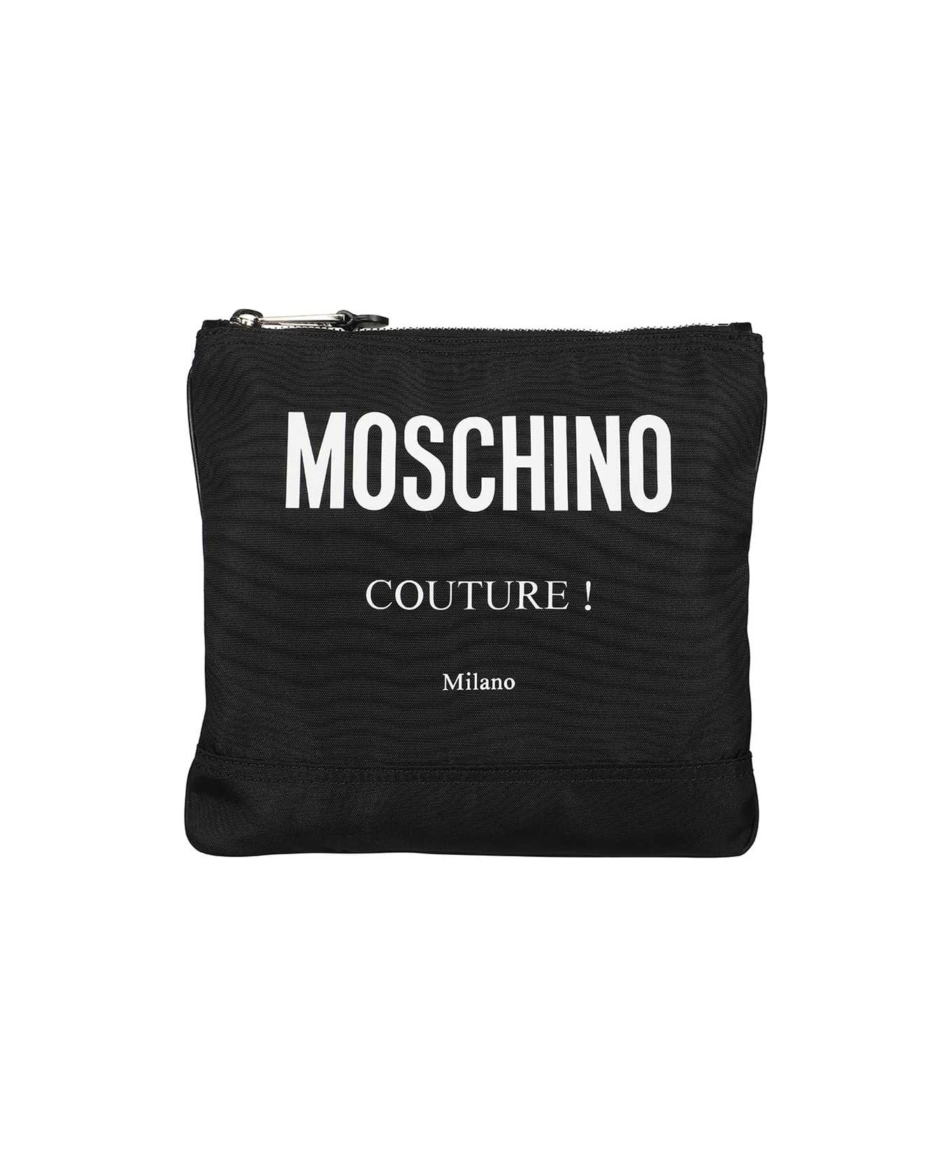 Moschino Messenger Bag With Logo - black