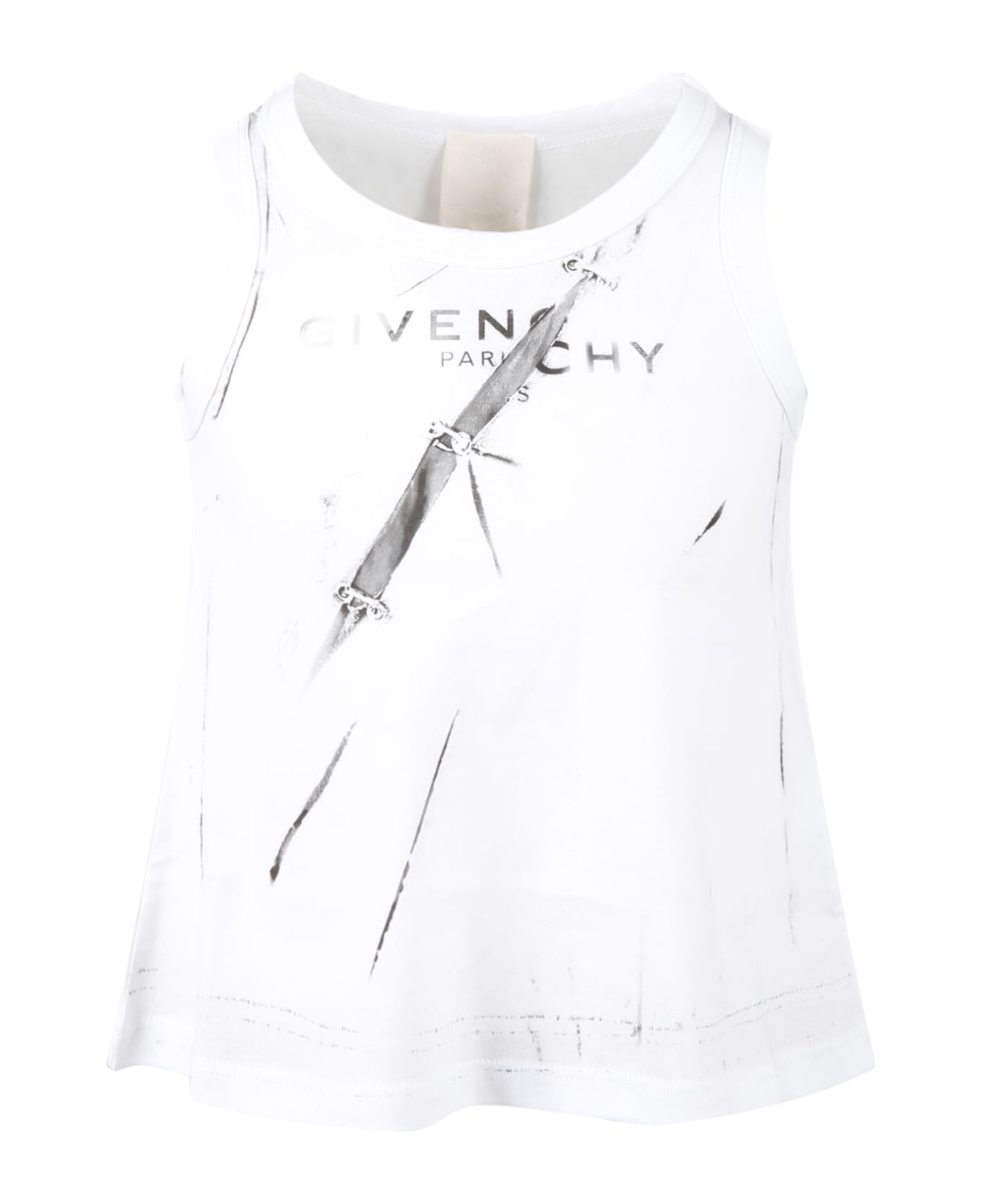 Givenchy White Tank-top For Girl With Gray Logo - White