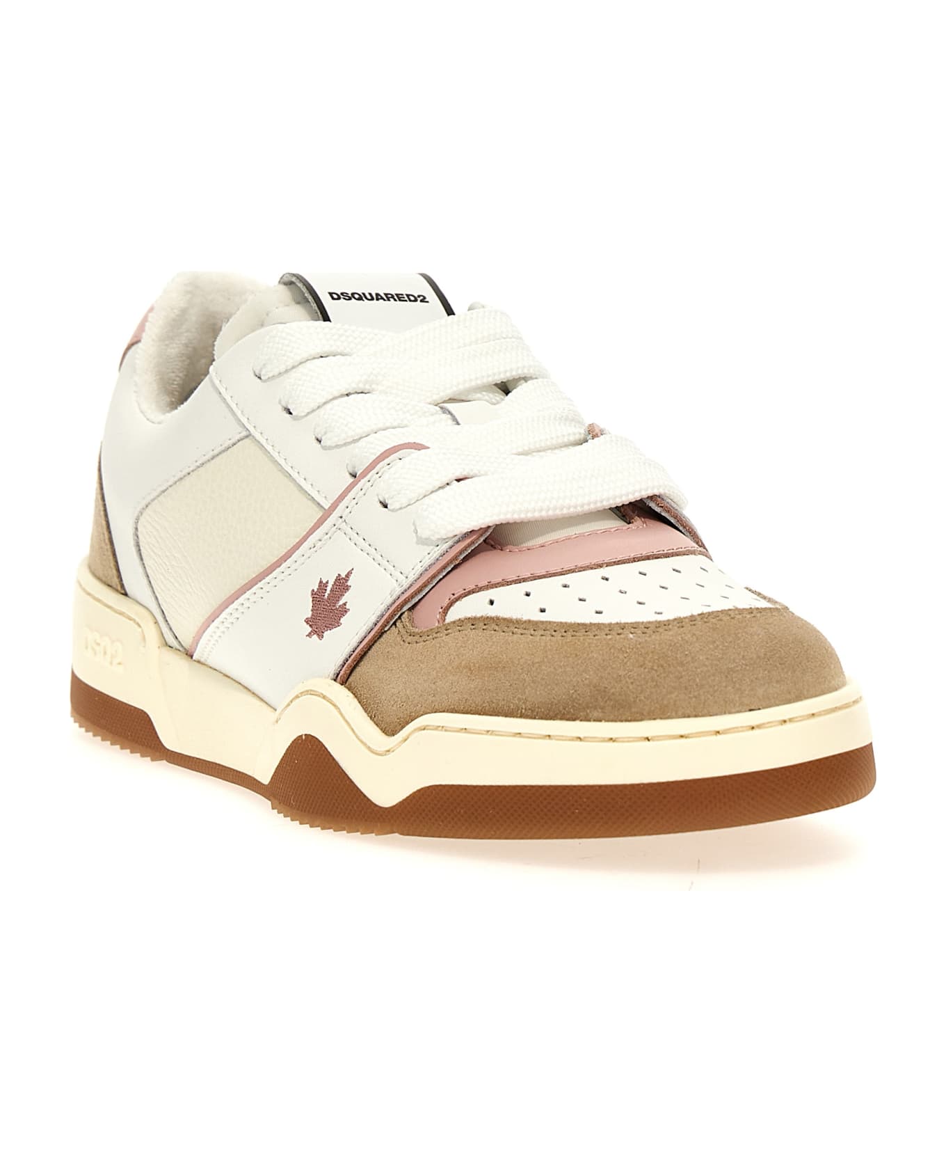 Dsquared2 Leather And Suede Sneakers - WHITE/PINK