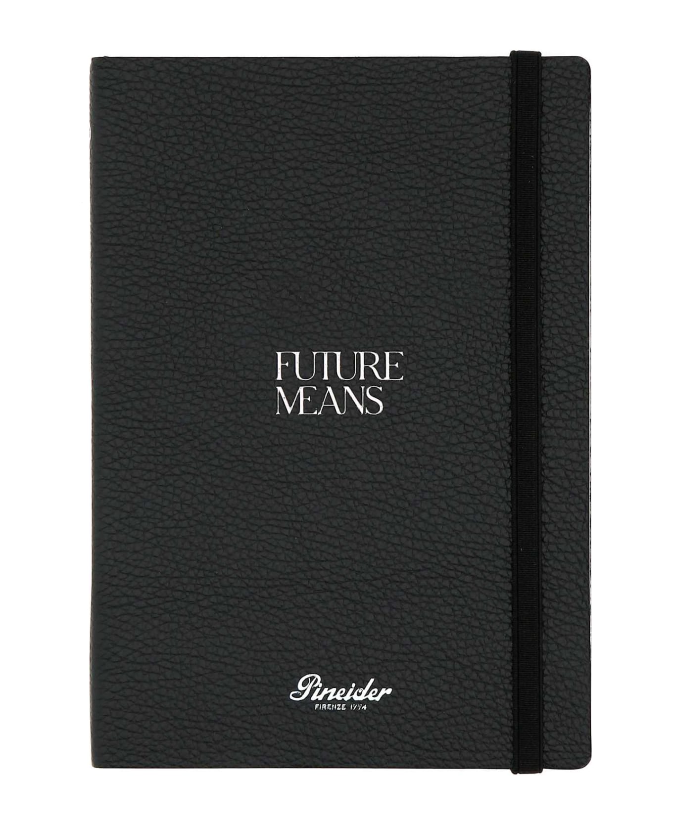 Pineider Black Leather Future Means Diary - BLACK