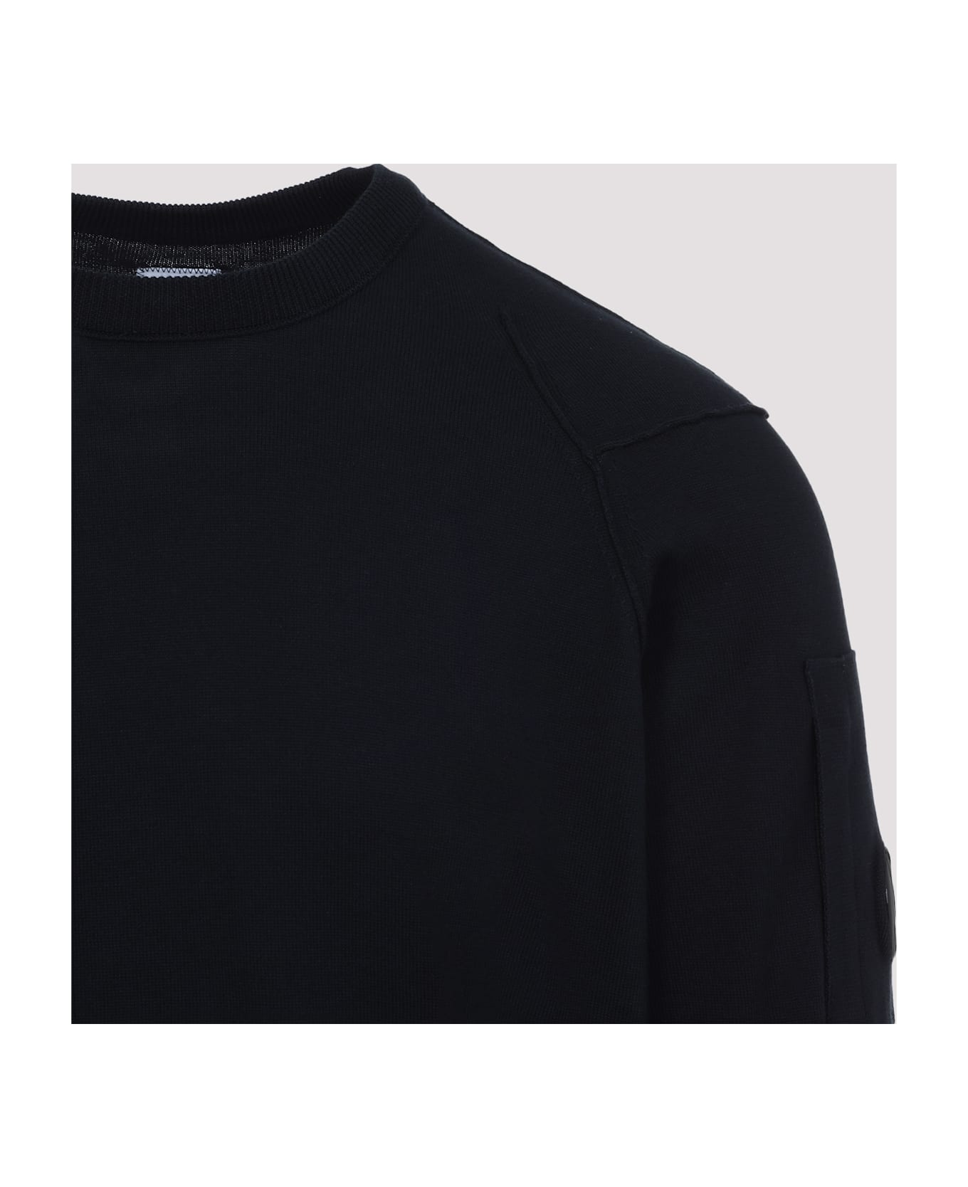C.P. Company Sea Island Crew Neck Lens Knit Pullover - Total Eclipse