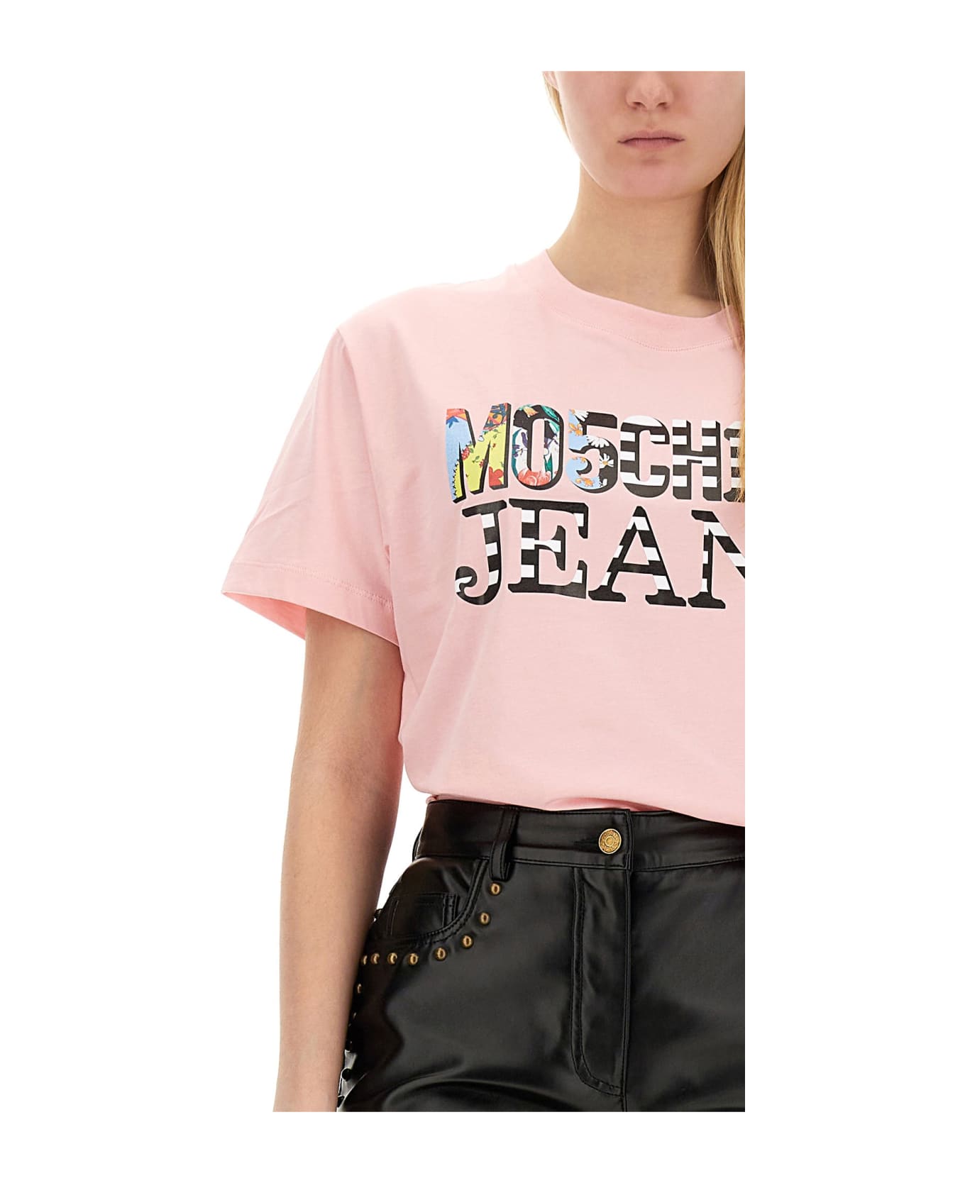 M05CH1N0 Jeans T-shirt With Logo - PINK