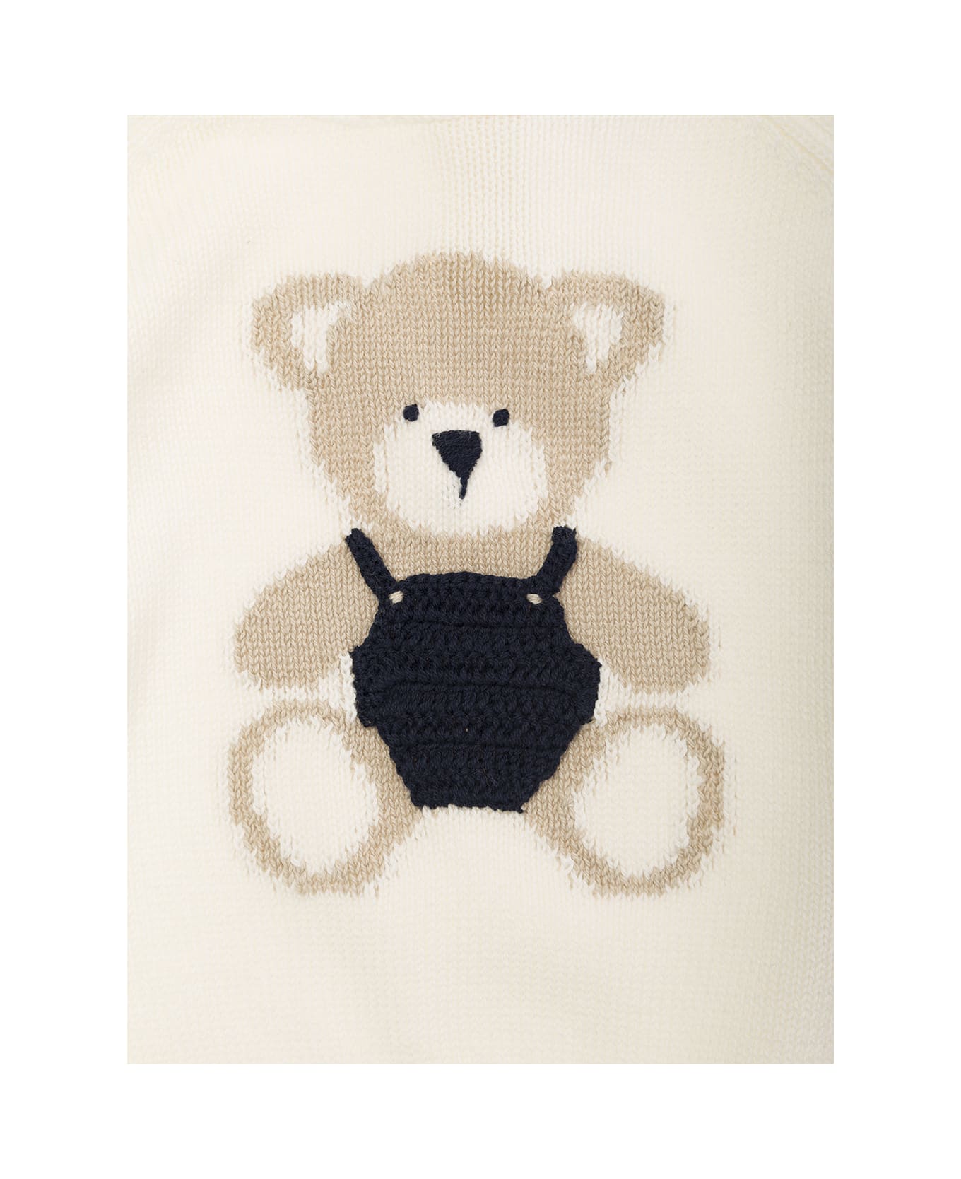 Il Gufo White Sweatshirt With Teddy Bear In Cotton Baby - White