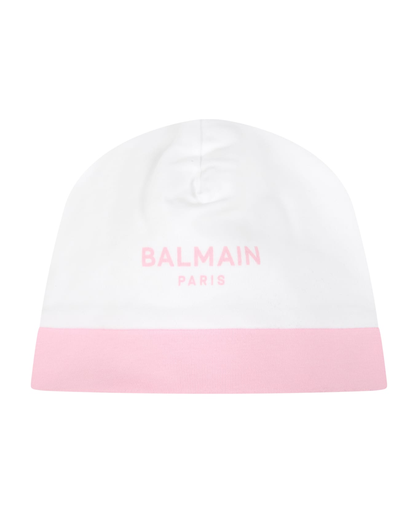 Balmain White Set For Baby Girl With Pink Logo - Multicolor
