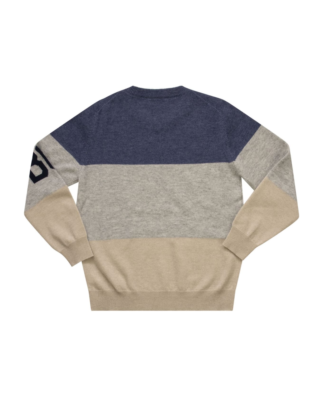 Brunello Cucinelli Cashmere Crew-neck Sweater - Blue/grey/sand
