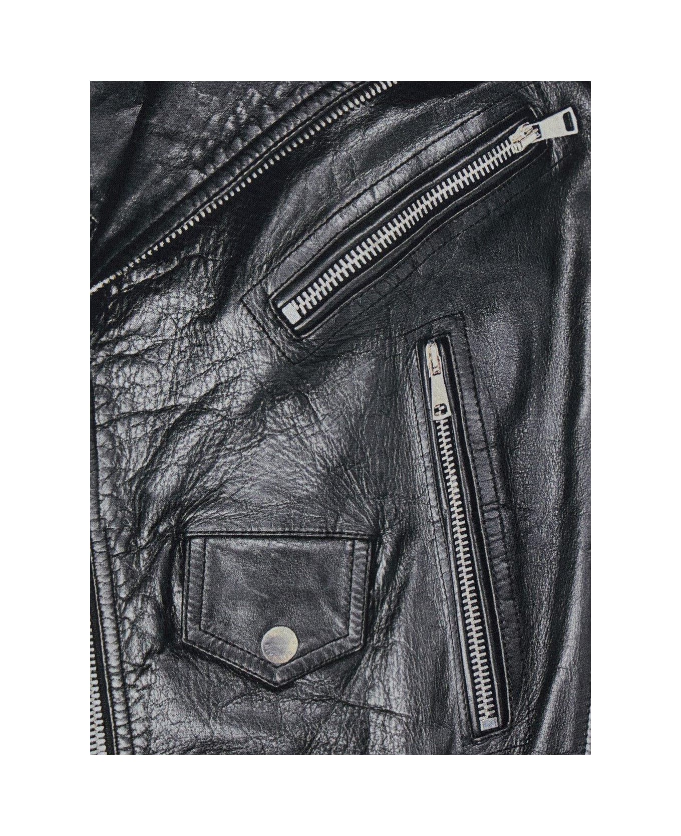 Balmain Biker Jacket Print T-shirt - White/black