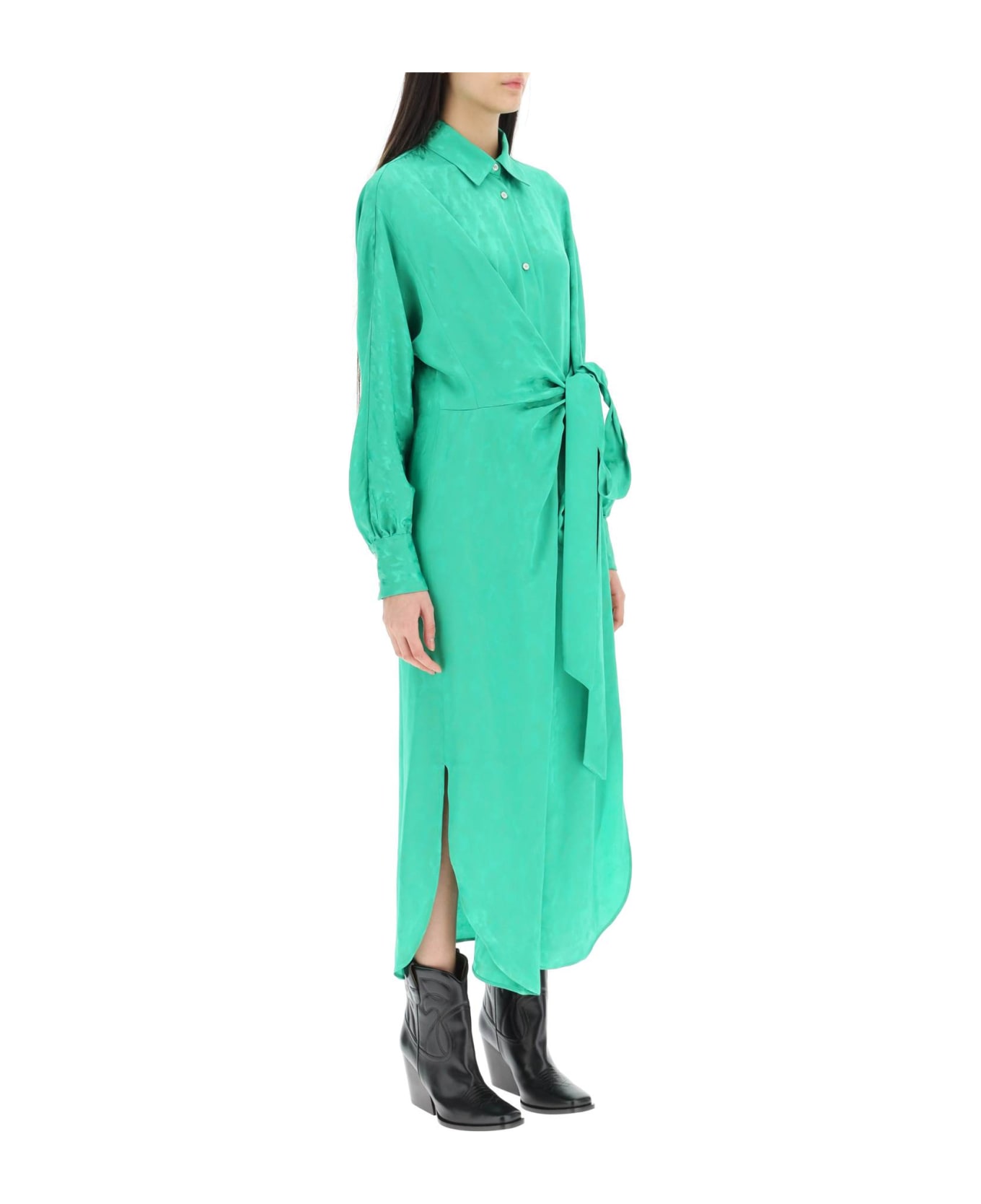 MSGM Jacquard Satin Shirt Dress - TROPICAL GREEN (Green) ワンピース＆ドレス