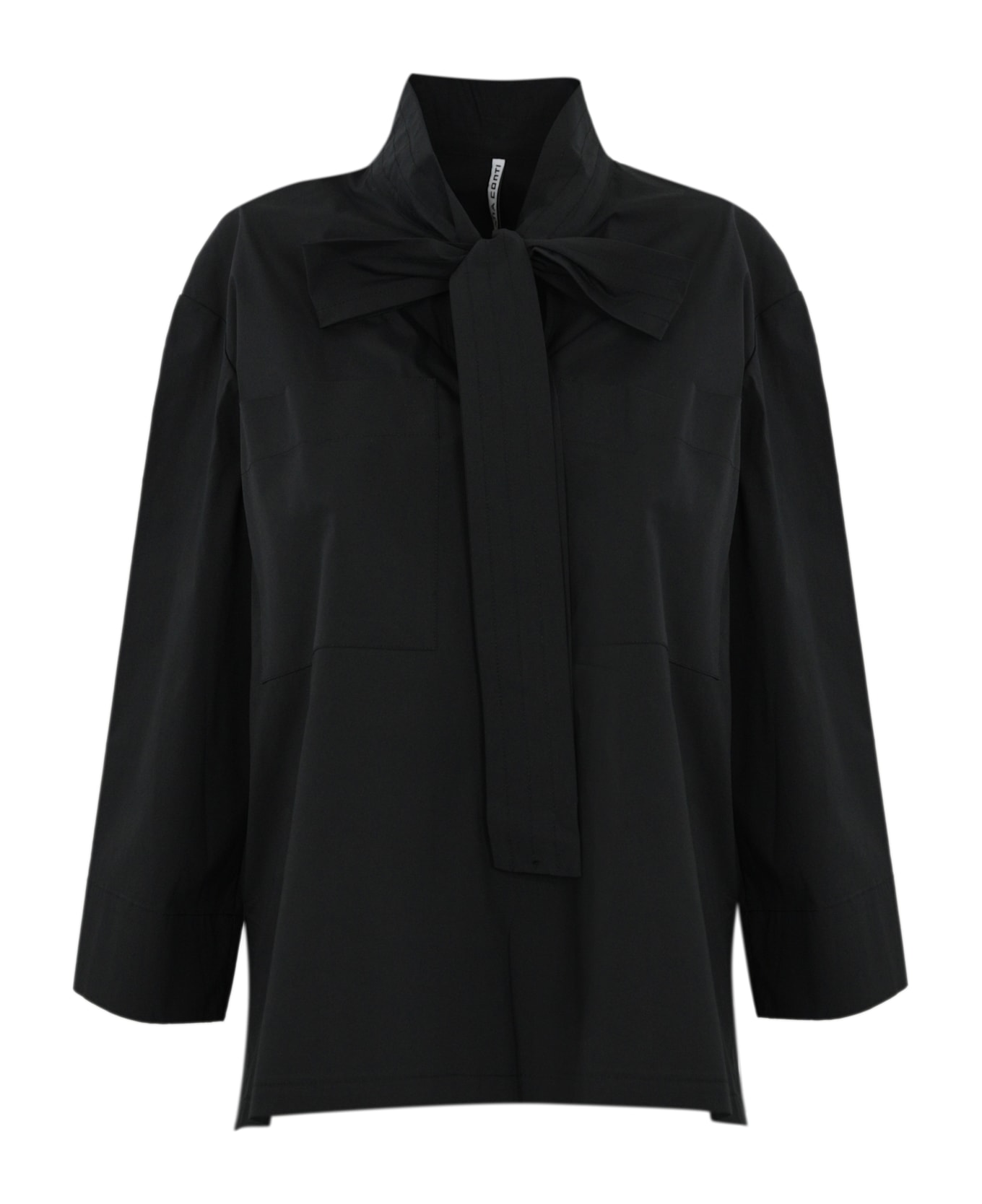 Liviana Conti Kimono Blouse With Cotton Bow - Nero