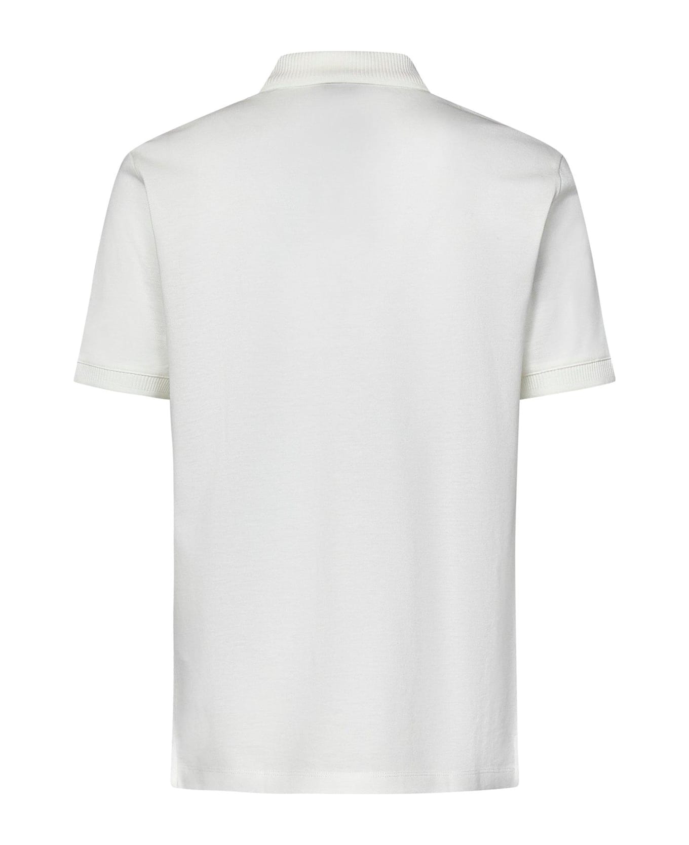 Emporio Armani Logo Embroidered Polo Shirt - White