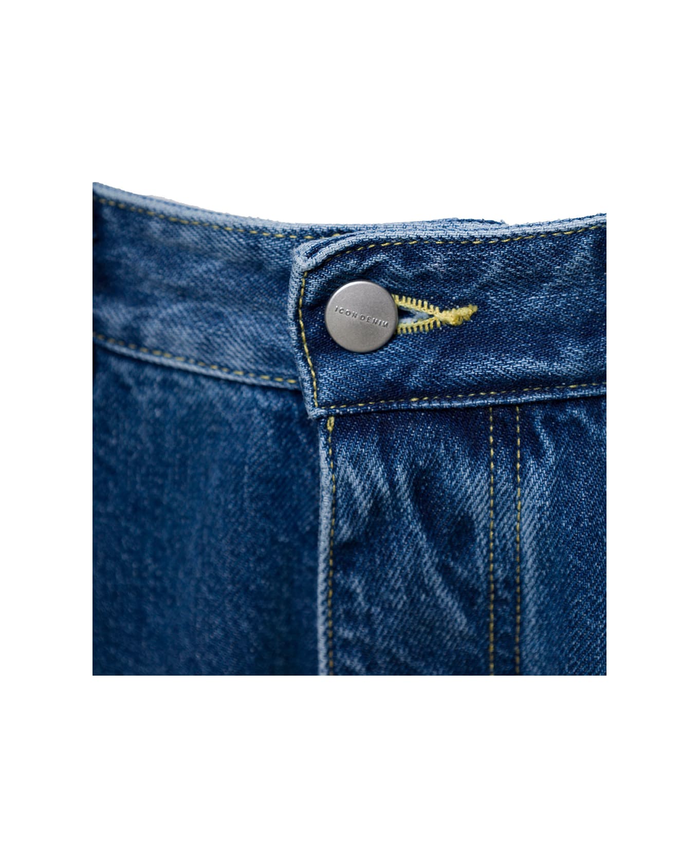 Icon Logo-Print 'kanye' Blue 5-pocket Jeans With Logo living In Cotton Logo-Print Man - Blu