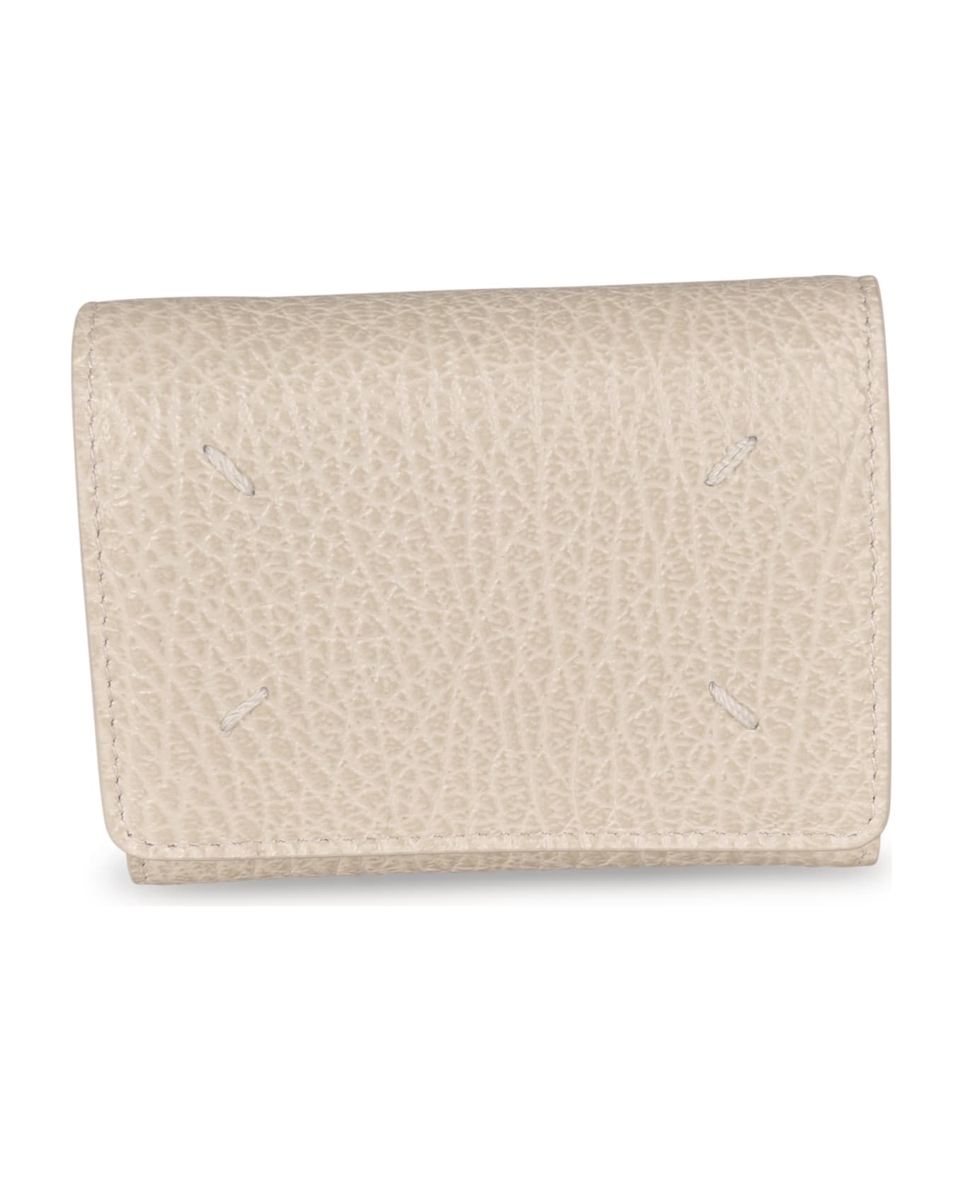 Maison Margiela Logo Embroidered Snap Button Wallet - Ice