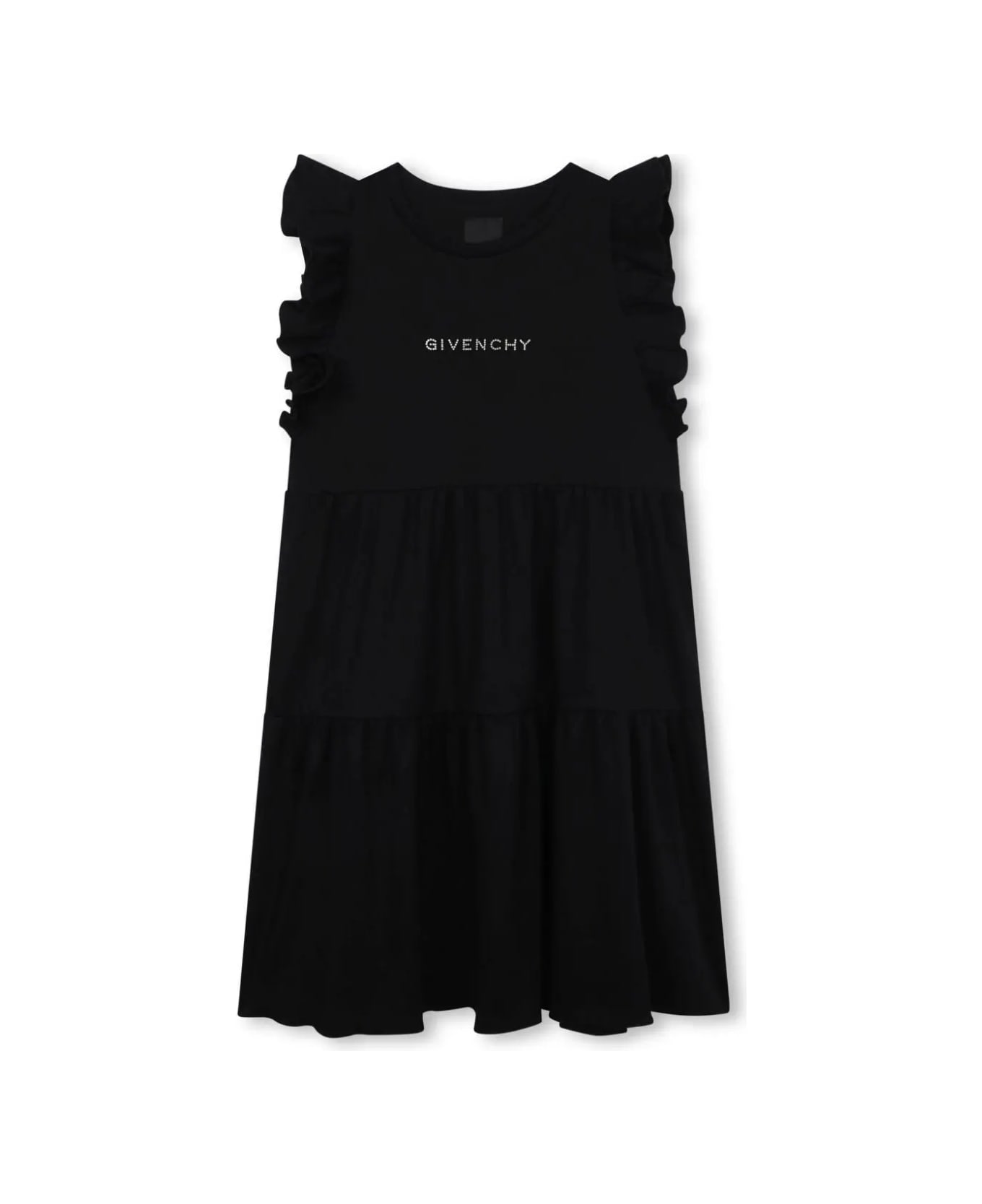 Givenchy Black grey Dress With Rhinestone Logo - Black
