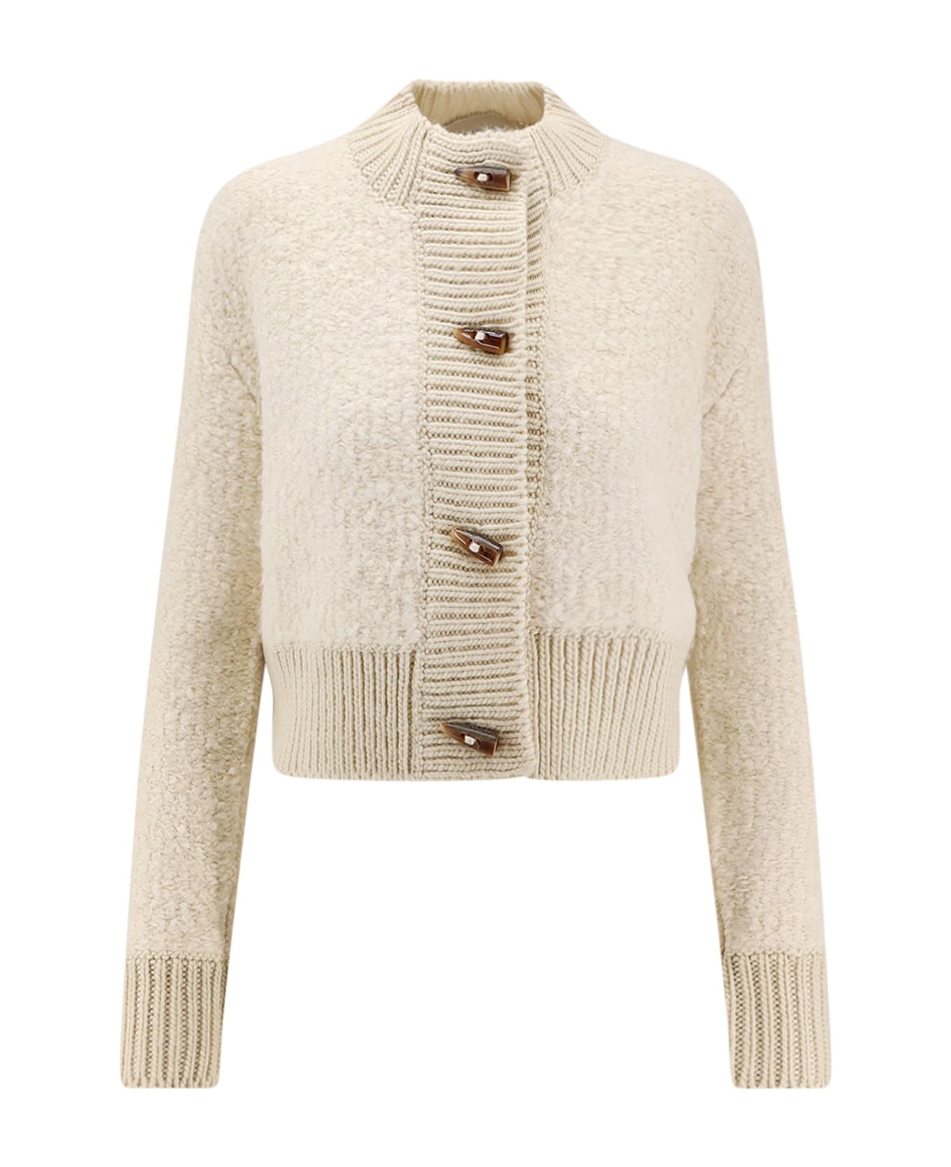 Golden Goose Oxa Bouclé Wool Blend Cardigan - Natural white