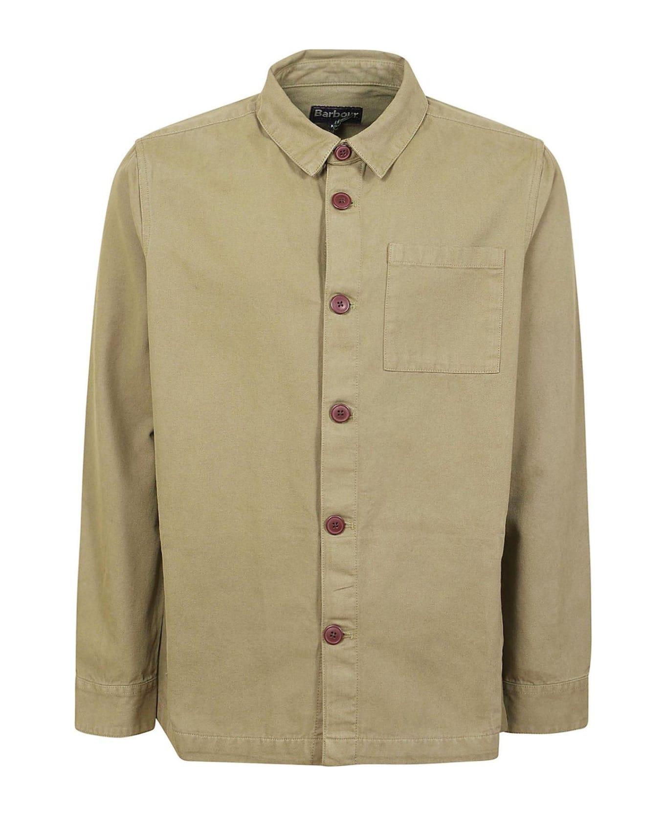 Barbour Long Sleeved Buttoned Overshirt - Bleached Olive
