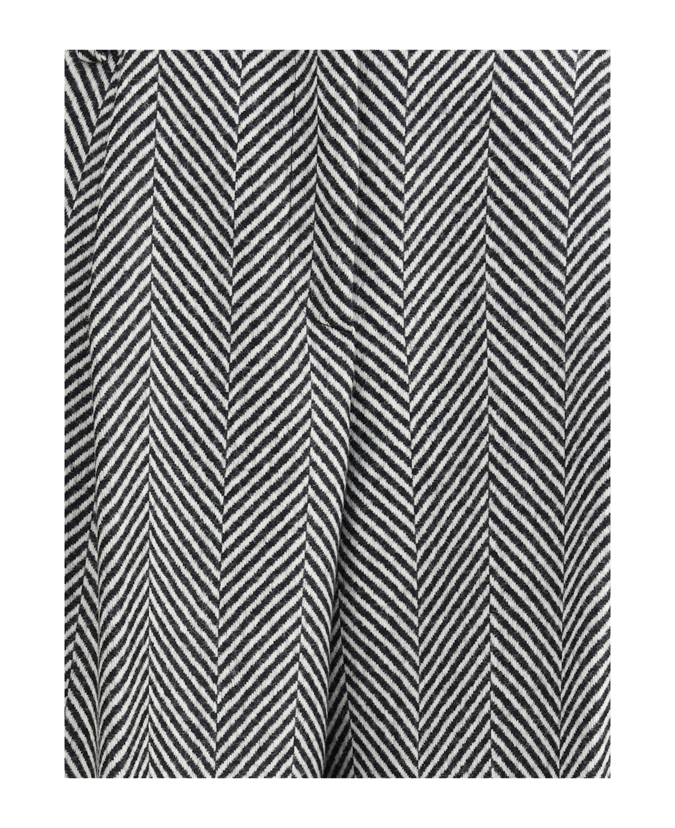 Forte_Forte High-waisted Wool Trousers With Chevron Pattern