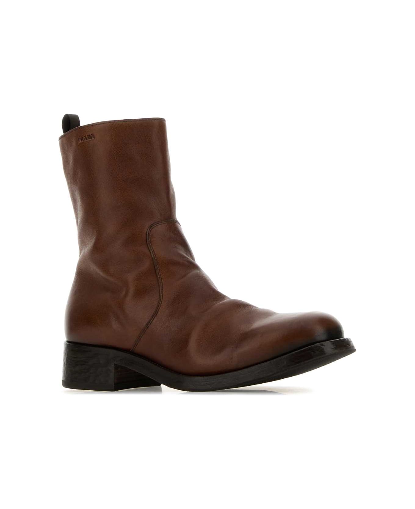 Prada Brown Leather Boots - CACAO