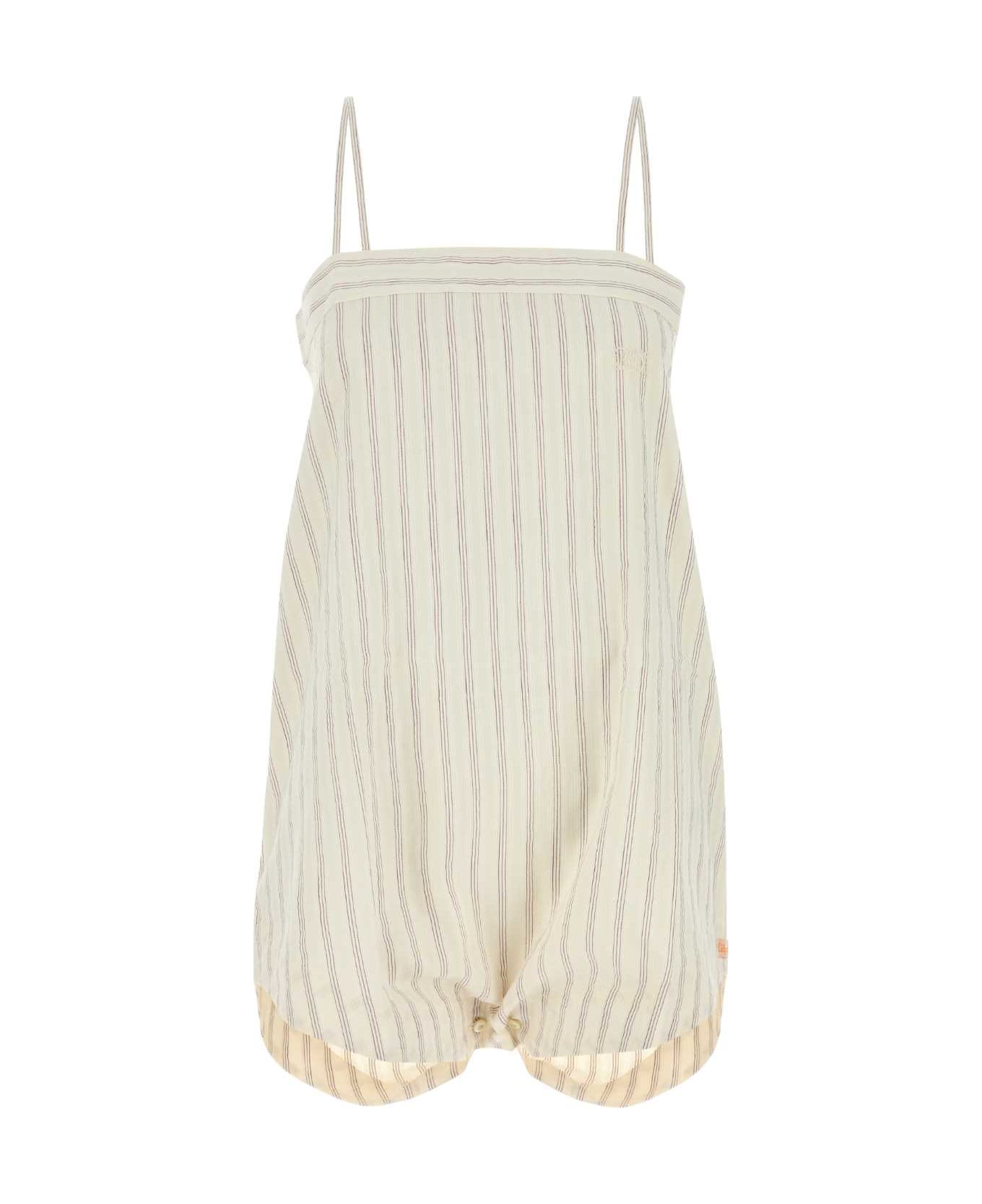 Bode Embroidered Cotton Lavender Sail Jumpsuit - PURPLEWHITE
