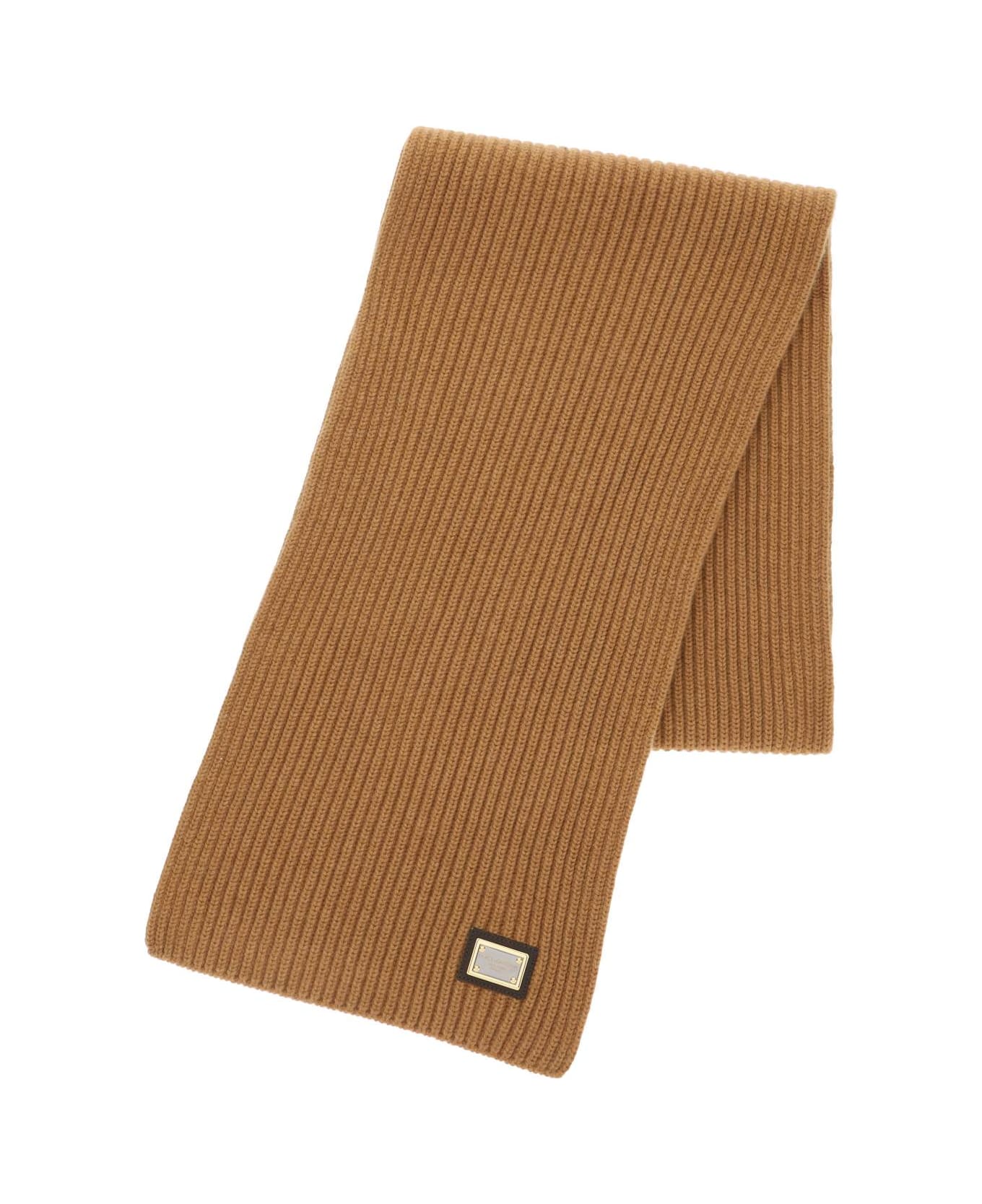 Dolce & Gabbana Ribbed Cashmere Scarf - NOCE (Brown)