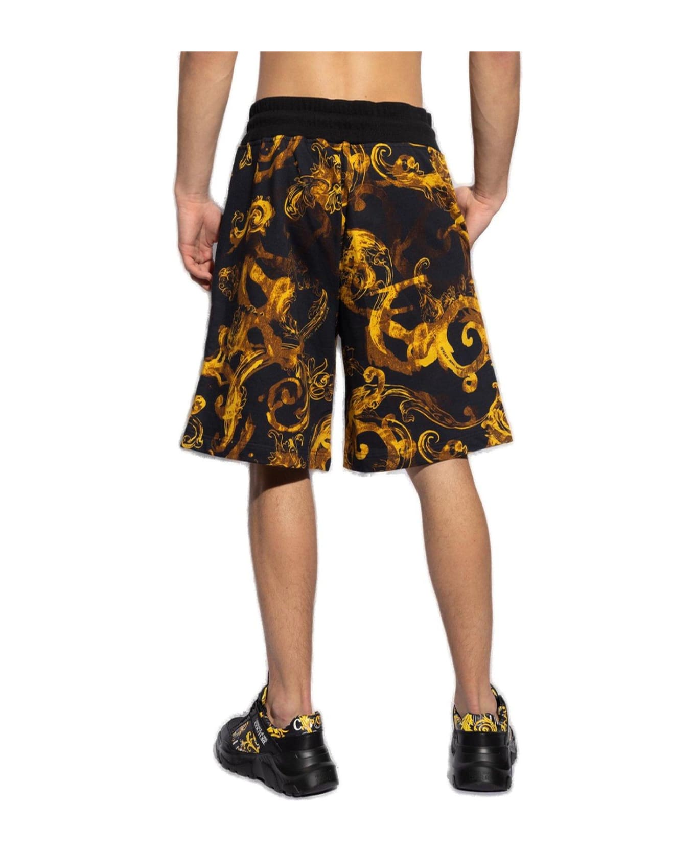 Versace Jeans Couture Barocco-printed Drawstring Track Shorts - Black