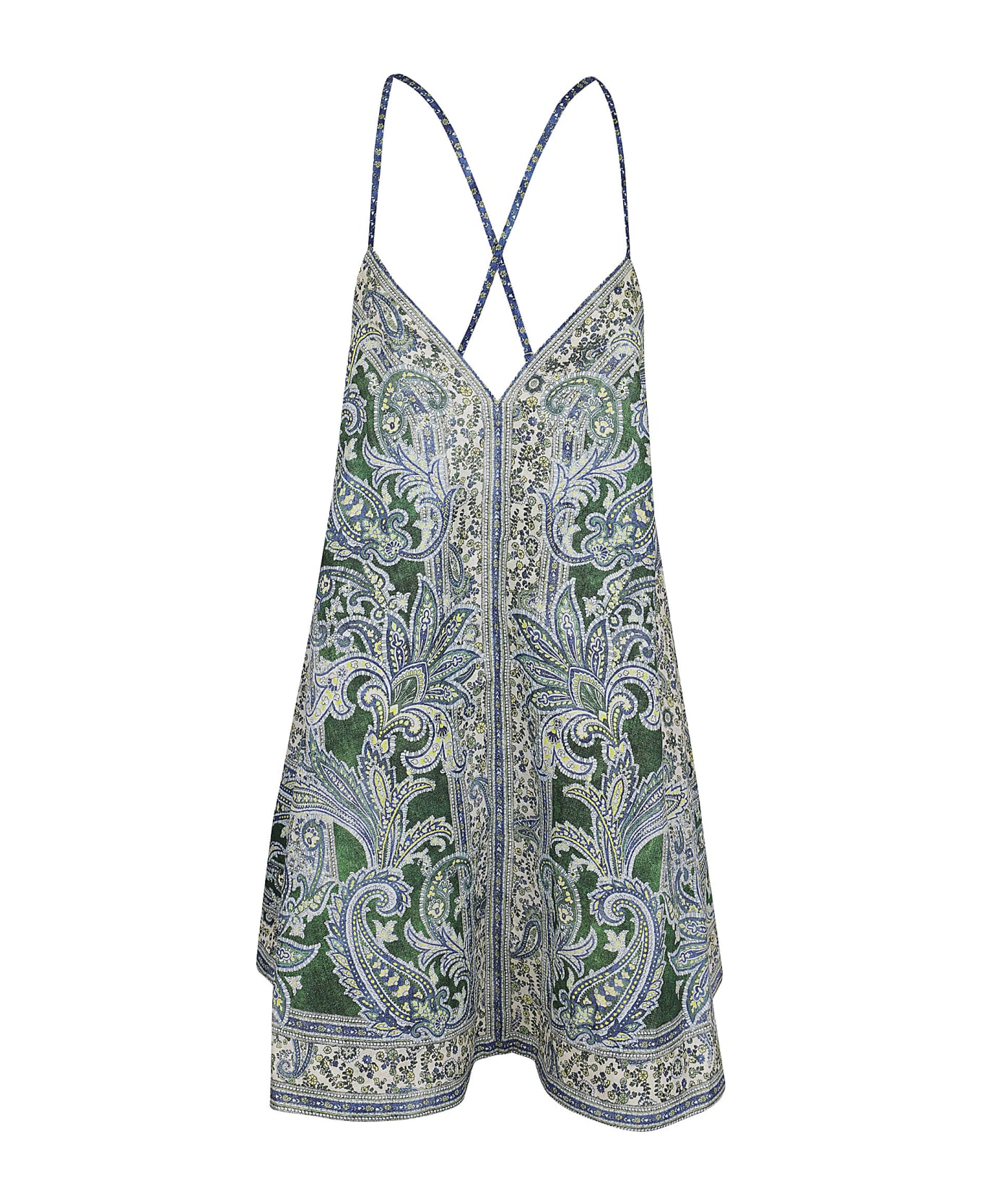 Zimmermann Ottie Swing Dress - Grpa Green Paisley