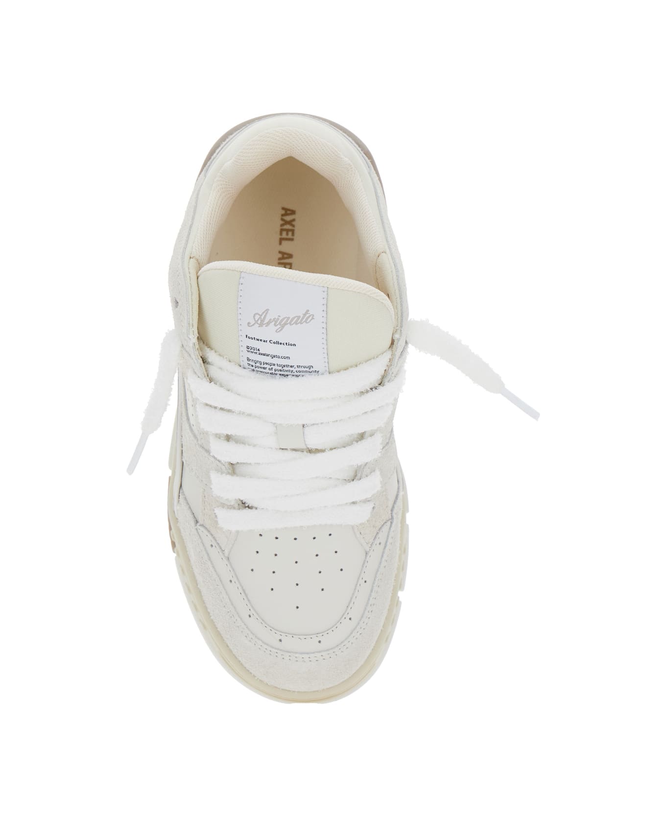 Axel Arigato 'area Lo' White Low Top Sneakers With Logo Patch On The Tongue And Chunky Sole In Leather Blend Woman - BEIGE