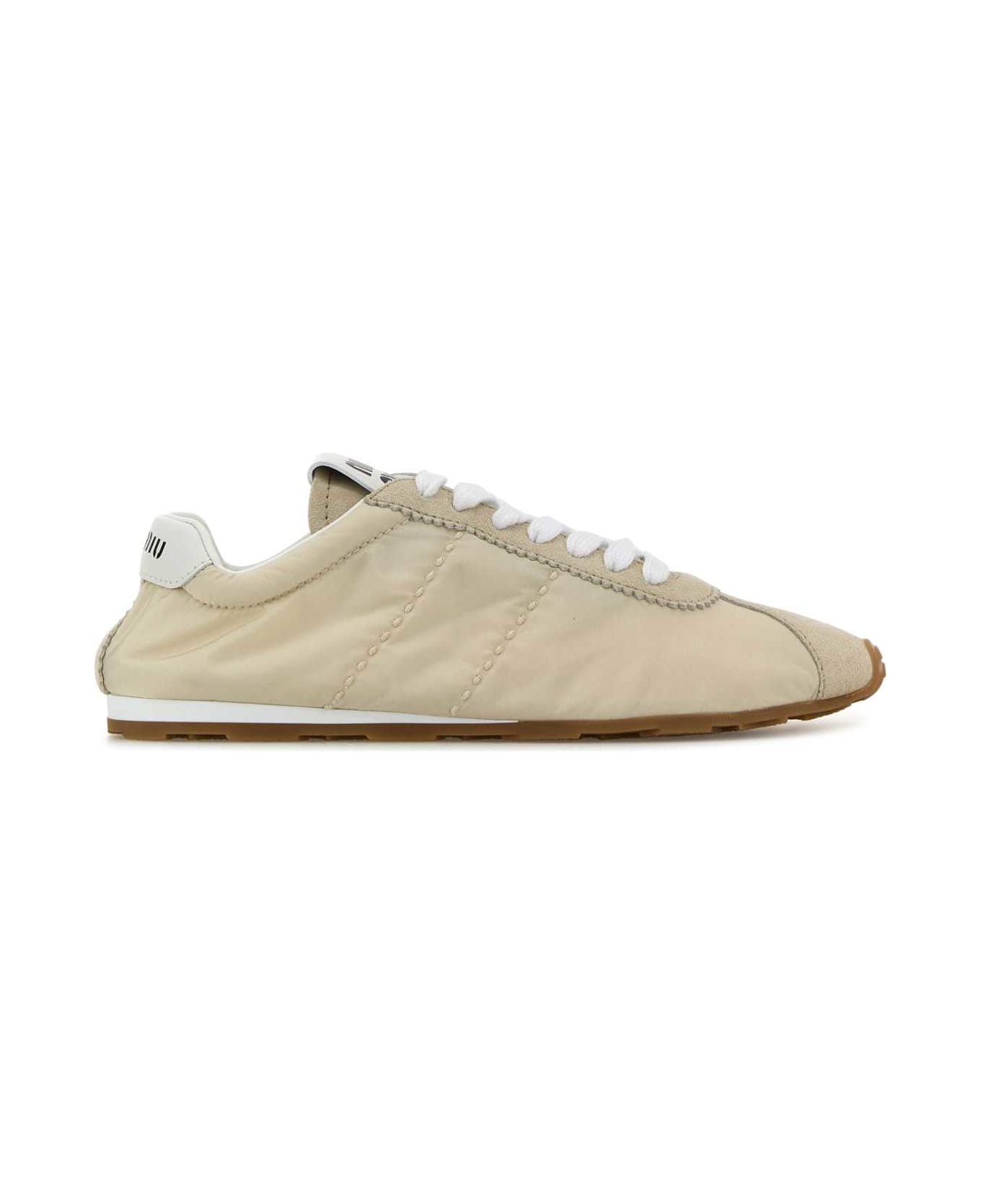 Miu Miu Ivory Fabric And Suede Sneakers - AVORIO