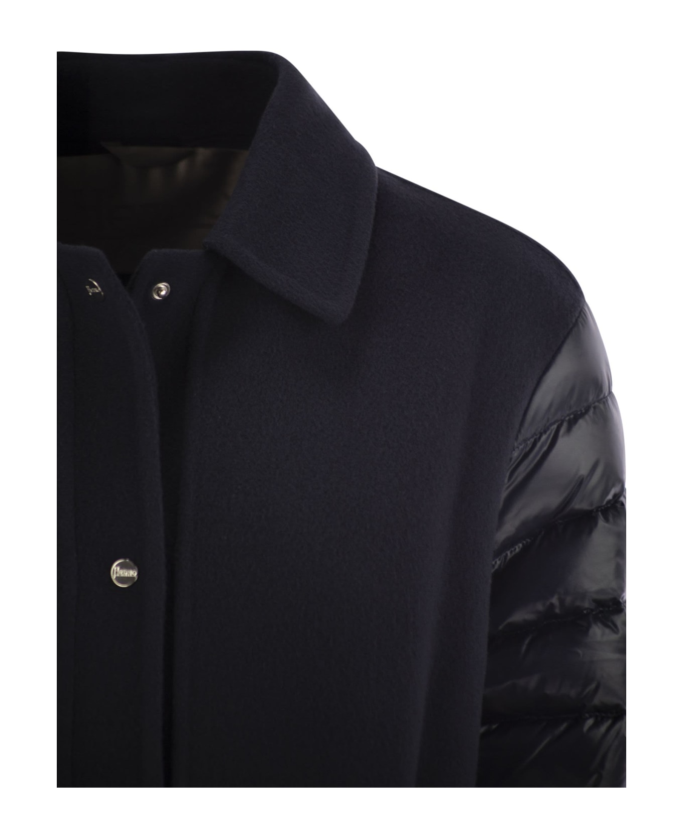 Herno Coat With Down Sleeves - Night Blue