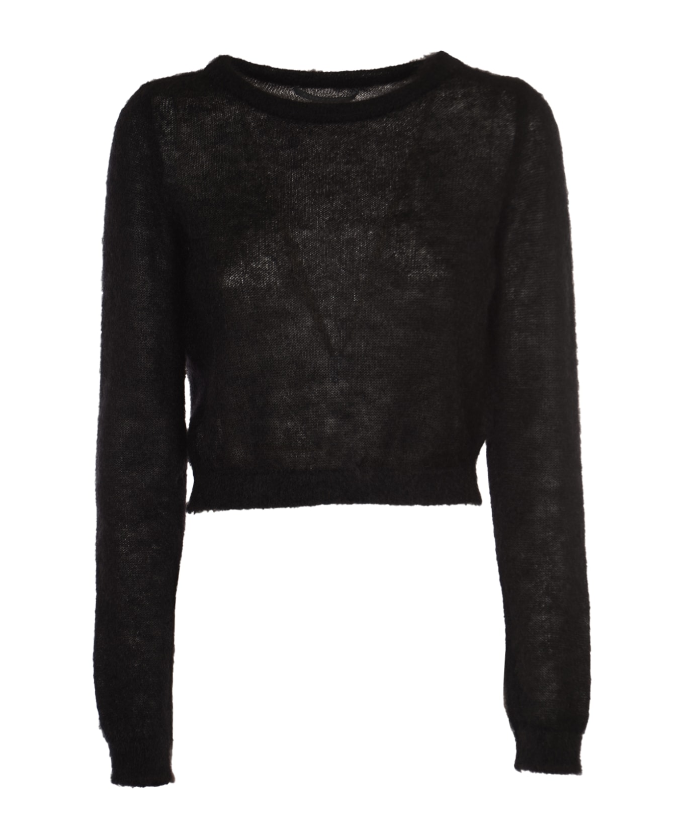 Alberta Ferretti Rib Trim Plain Knit Sweater - Black ニットウェア
